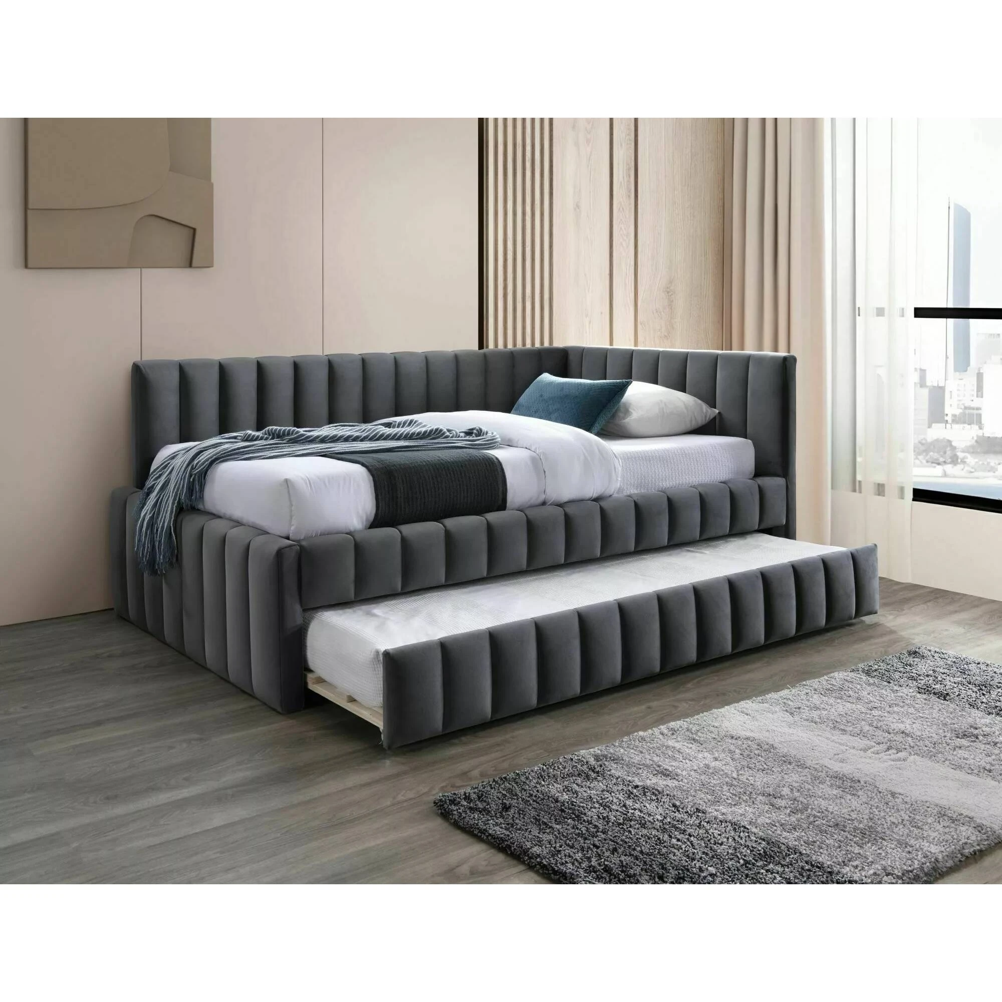 Ліжко односпальне Signal ALFIE VELVET 120X200 Сірий BLUVEL 14 ALFIEV120SZ