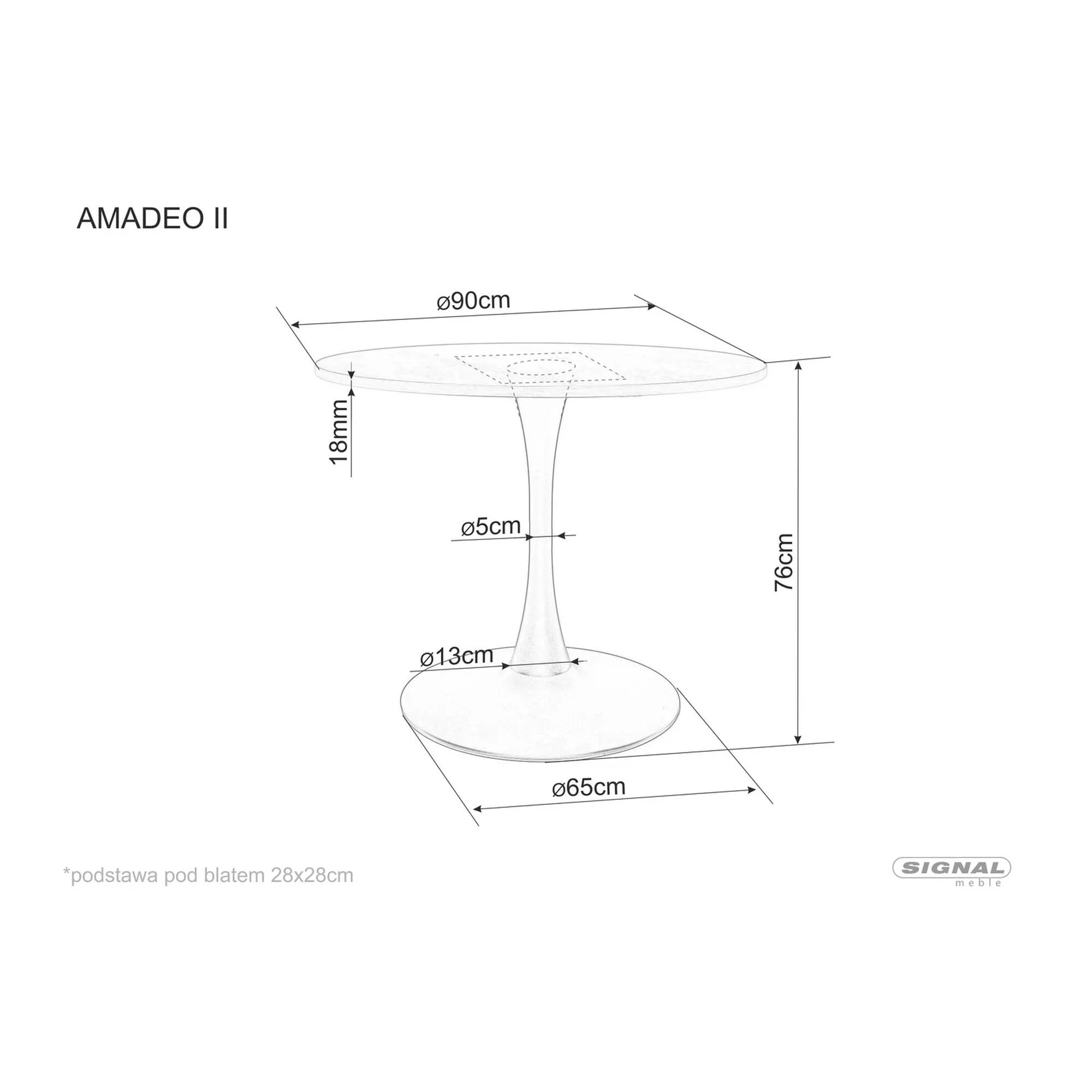 Стіл обідній Signal AMADEO II Дуб/Чорний матовий діаметр 90 AMADEOIIDCFI90