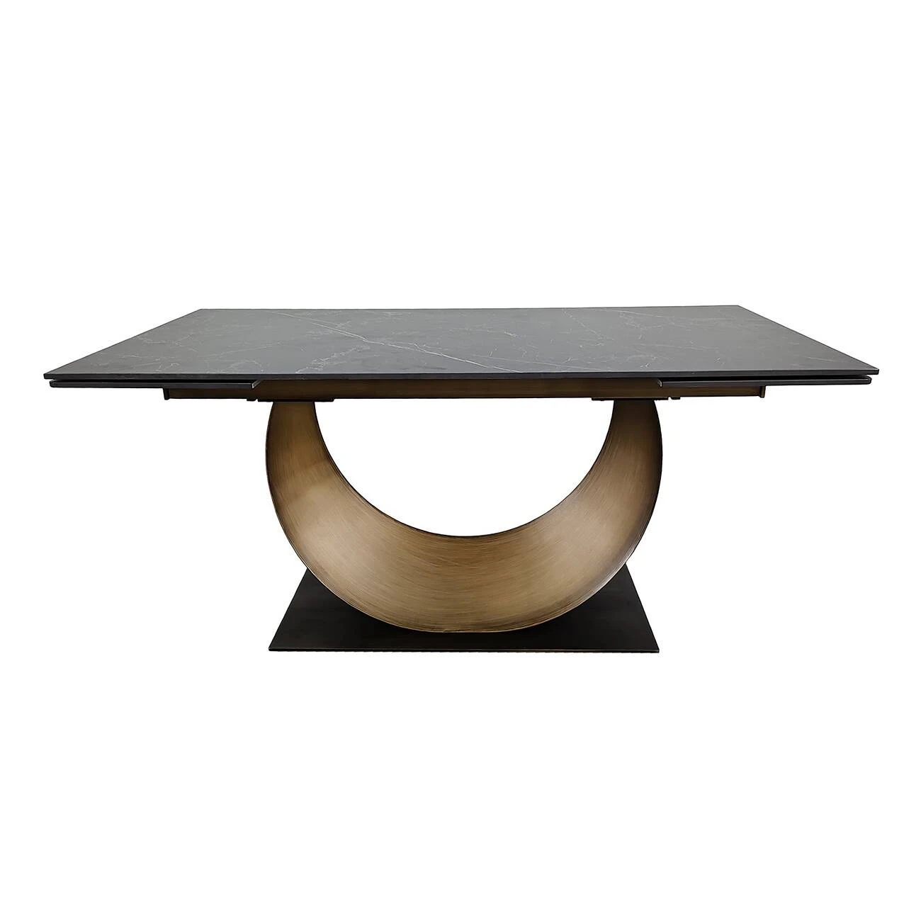 Стіл обідній розкладний Amelia Ceramic 160-240x90x75 чорний матовий/бронзовий (кераміка+метал)