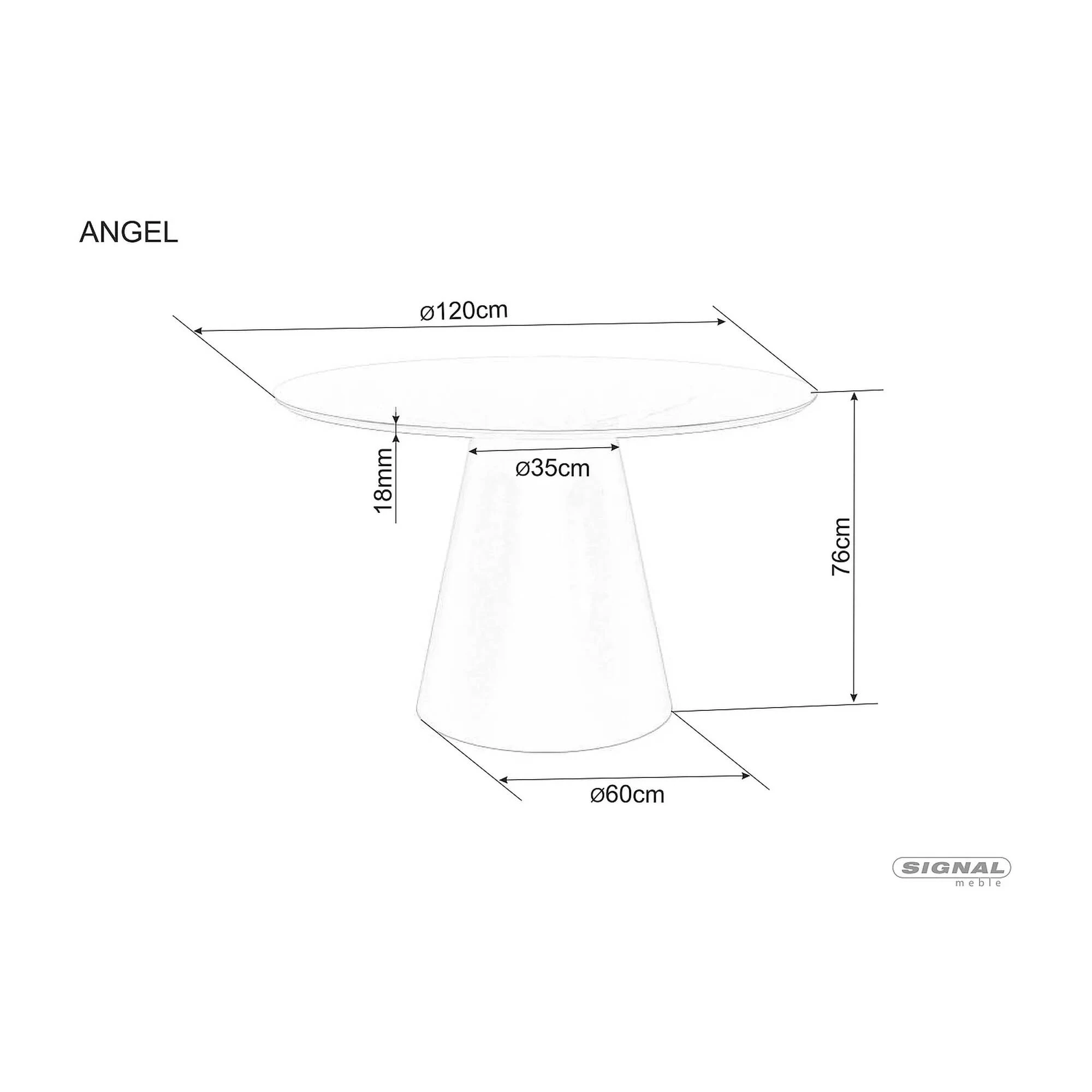 Стіл обідній Signal ANGEL сірий еф.мармуру/чорний мат д.120 ANGELSZC