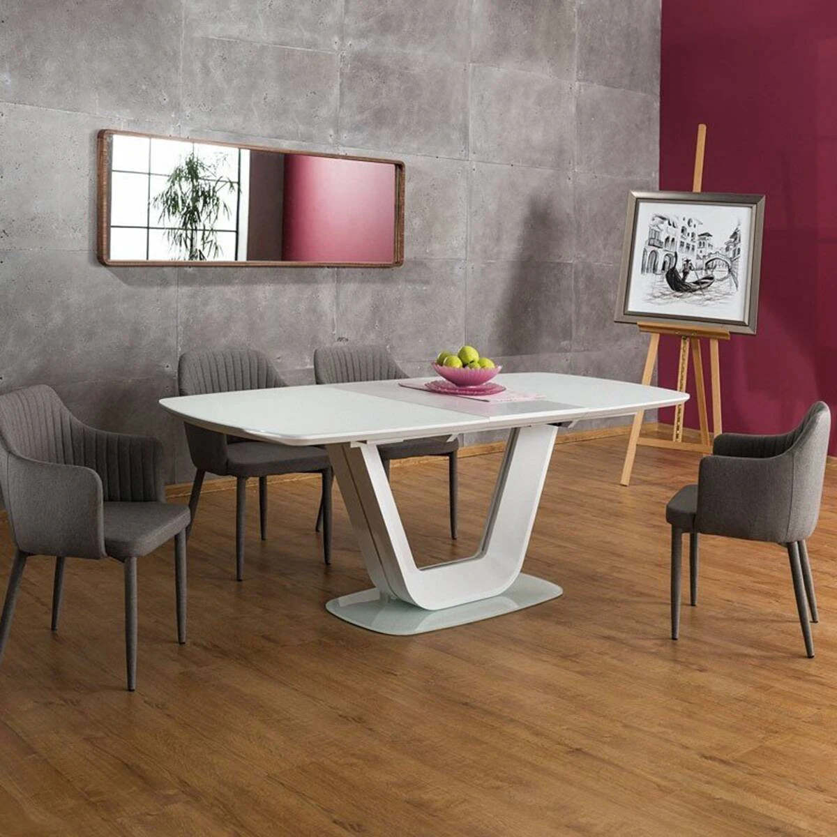 Стіл обідній розкладний Signal Armani 160-220x90x76 білий матовий