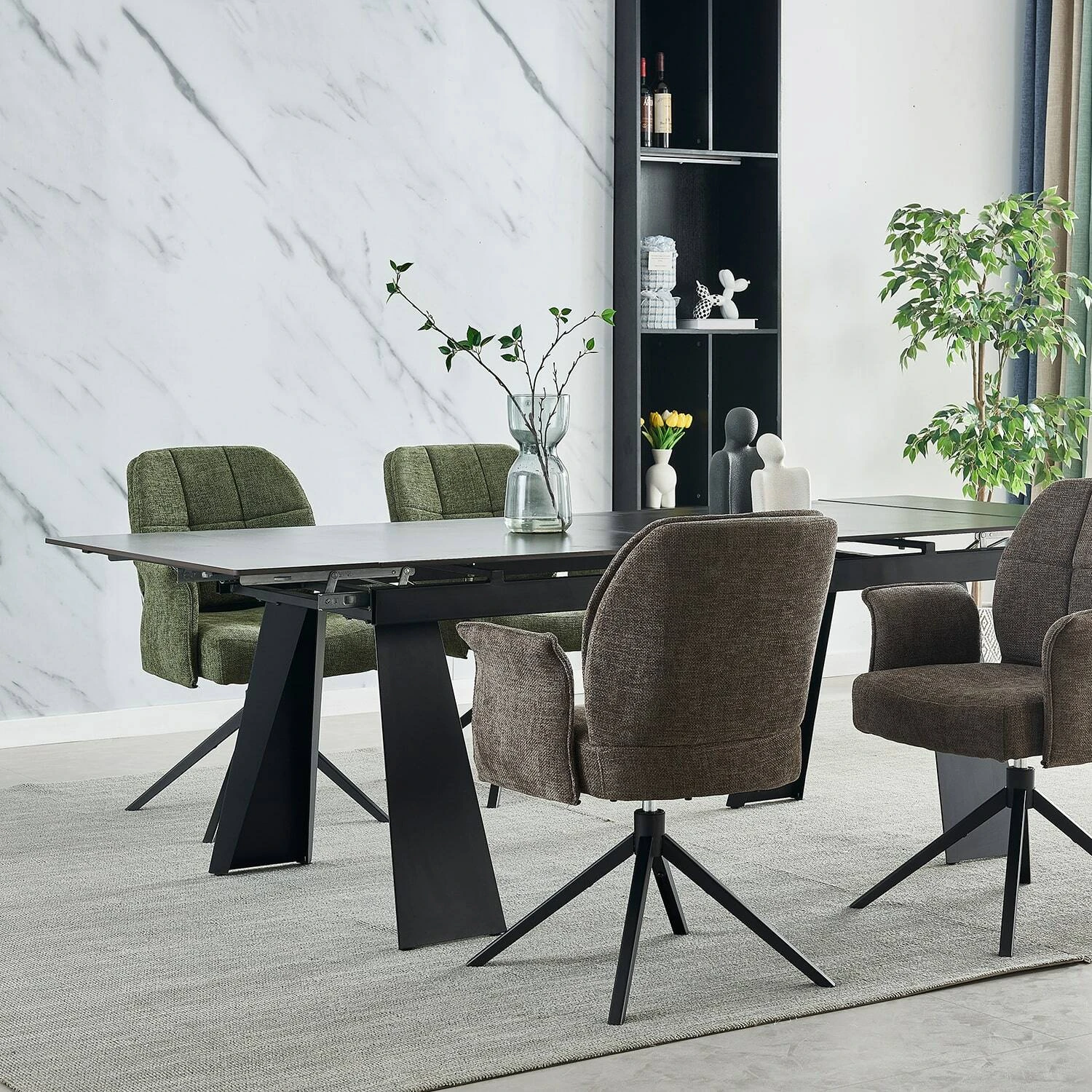 Стіл обідній розкладний Arnold Ceramic 180-240x90x76 wic dark grey матовий/чорний (кераміка+метал)