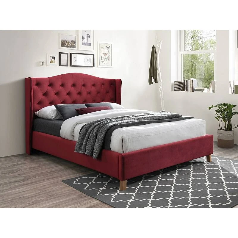 Ліжко двоспальне Signal Aspen Velvet 160X200 Бордовий ASPENV160BOD