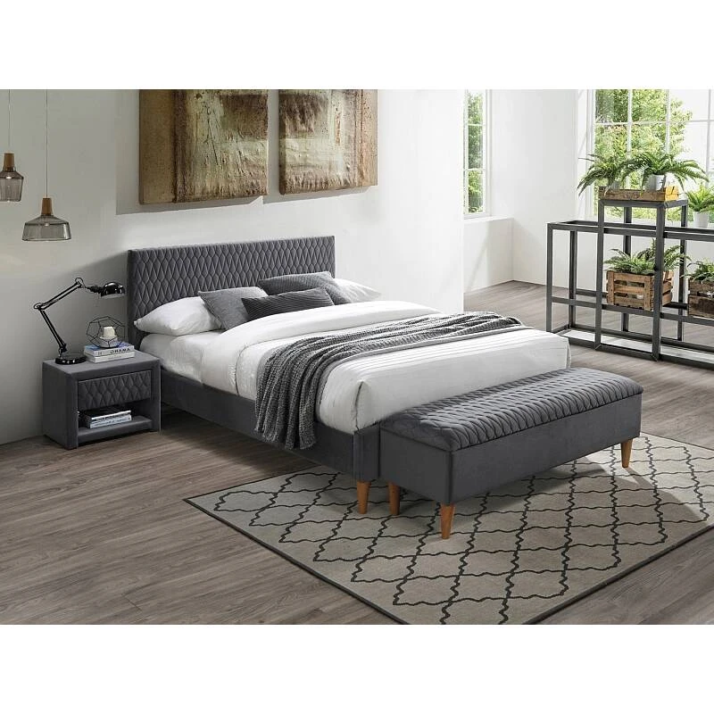 Ліжко двоспальне Signal Azurro Velvet 160X200 Сірий AZURROV160SZD