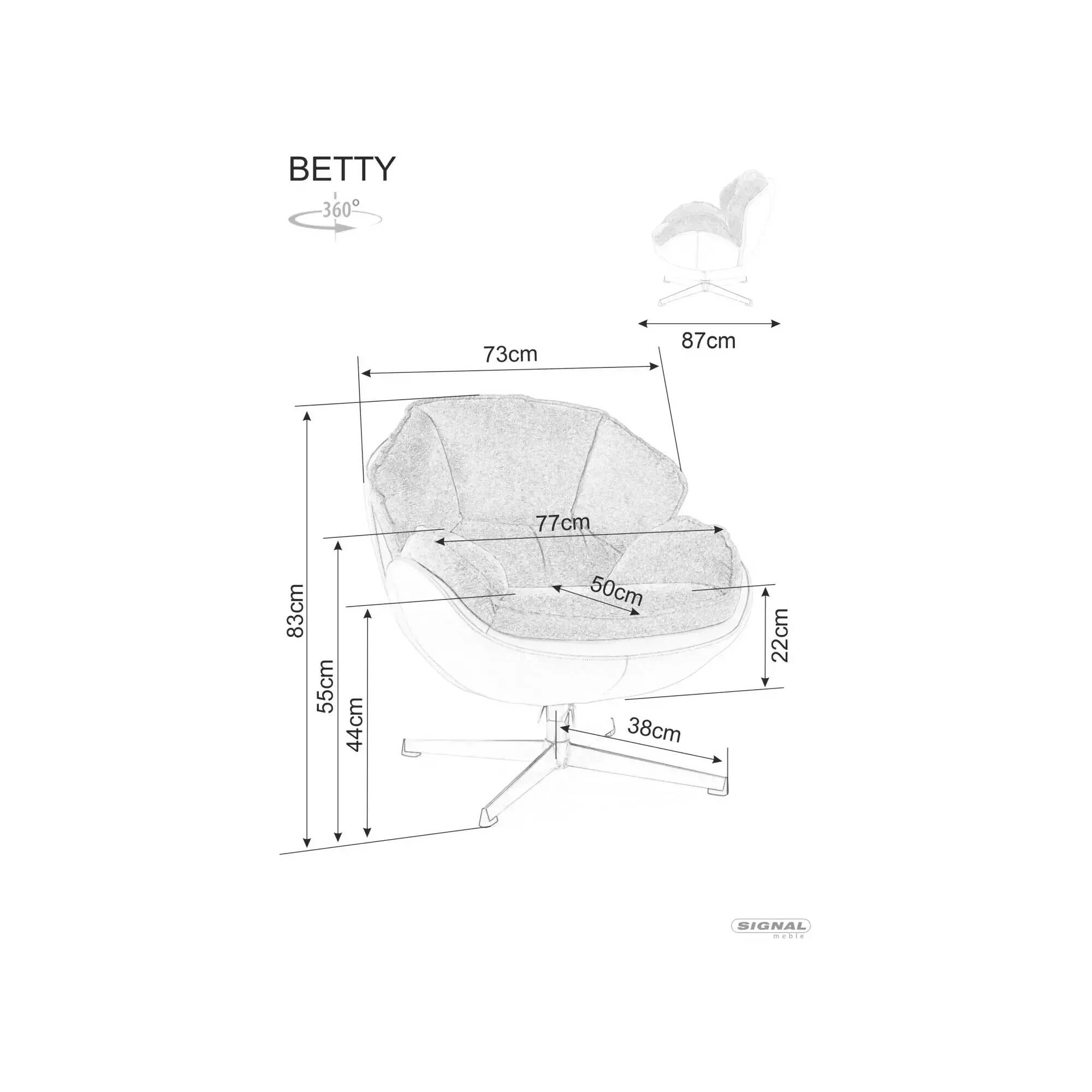 Крісло Signal BETTY чорний каркас / карі Тк.248 BETTYCU