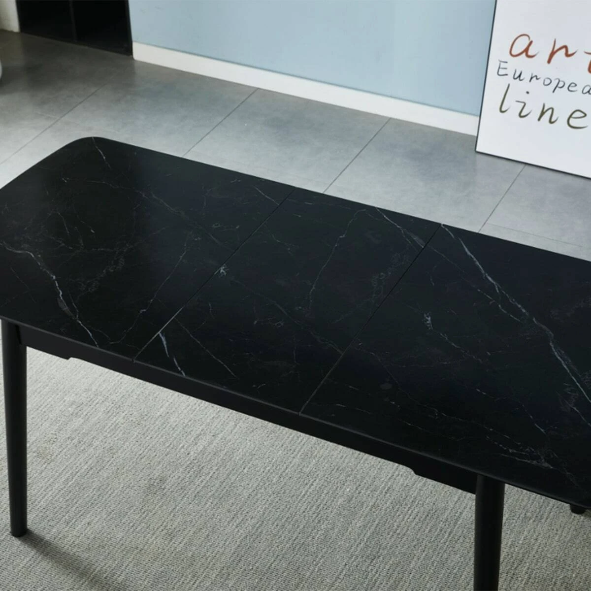 Стіл обідній розкладний Berlin Ceramic 111-140x75x77 чорний матовий/чорний каркас
