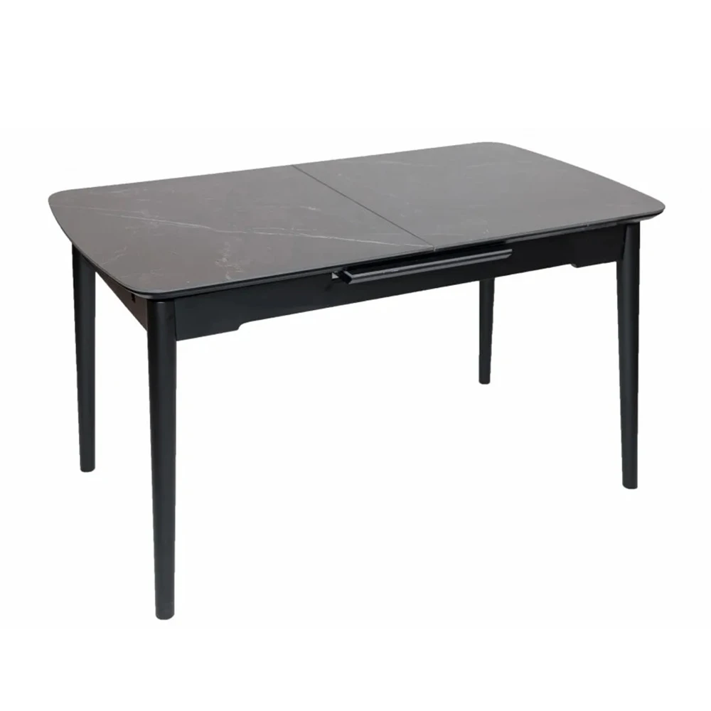 Стіл обідній розкладний Berlin Ceramic 140-180x80x76 чорний матовий/чорний каркас