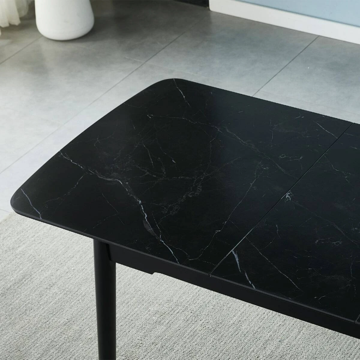 Стіл обідній розкладний Berlin Ceramic 140-180x80x76 чорний матовий/чорний каркас