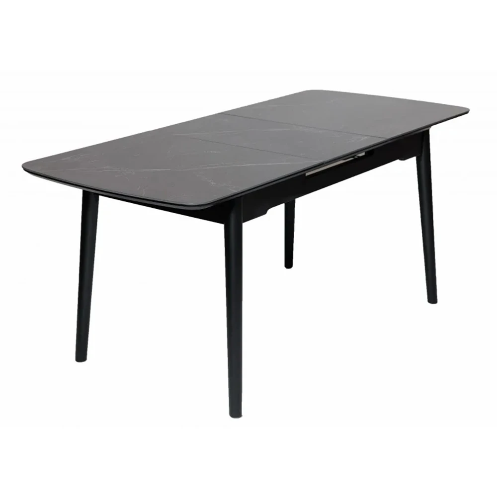Стіл обідній розкладний Berlin Ceramic 140-180x80x76 чорний матовий/чорний каркас