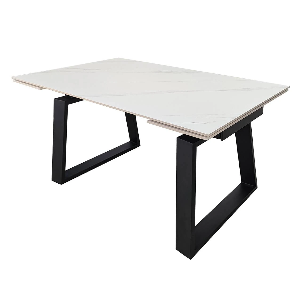 Стіл обідній розкладний Bernard Ceramic 140-200x90x75 білий матовий/чорний (кераміка+метал)