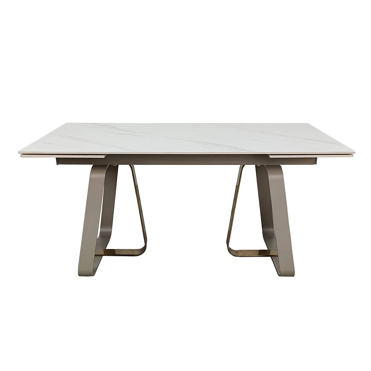 Стіл обідній розкладний Bianco Luxe Ceramic 160-240x90x75 білий матовий/білий+золото (кераміка+метал)