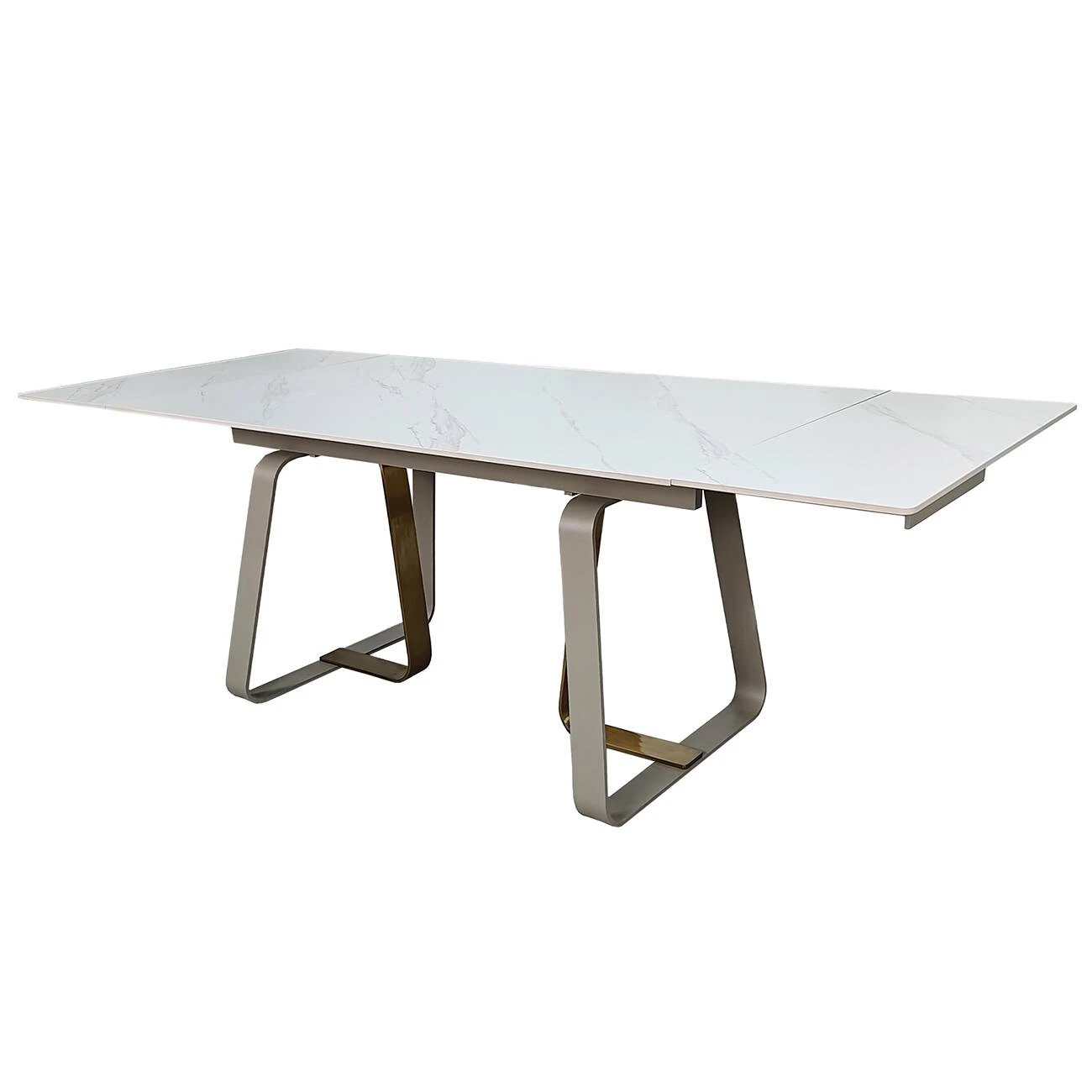 Стіл обідній розкладний Bianco Luxe Ceramic 160-240x90x75 білий матовий/білий+золото (кераміка+метал)