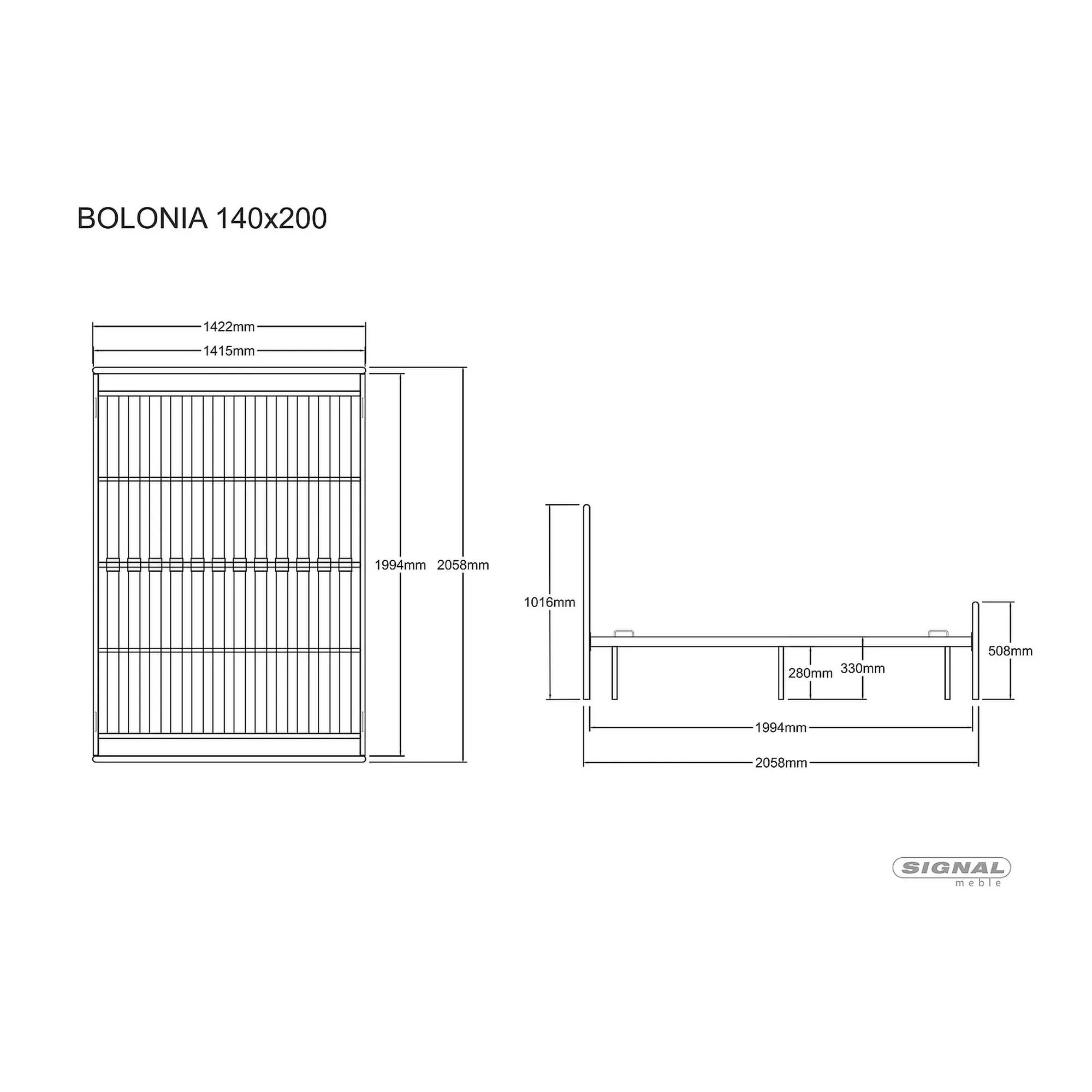 Ліжко полуторне Signal BOLONIA140X200 Білий BOLONIAB140