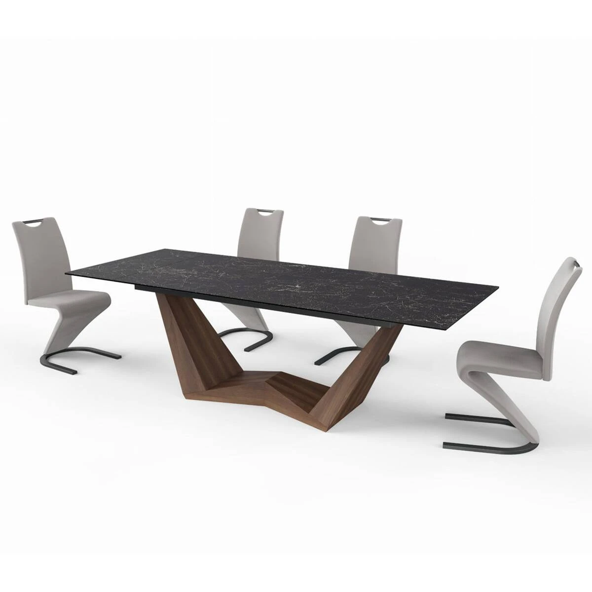 Стіл обідній розкладний Signal Bonucci Ceramic 200-250x98x76 чорний nero greco/горіх