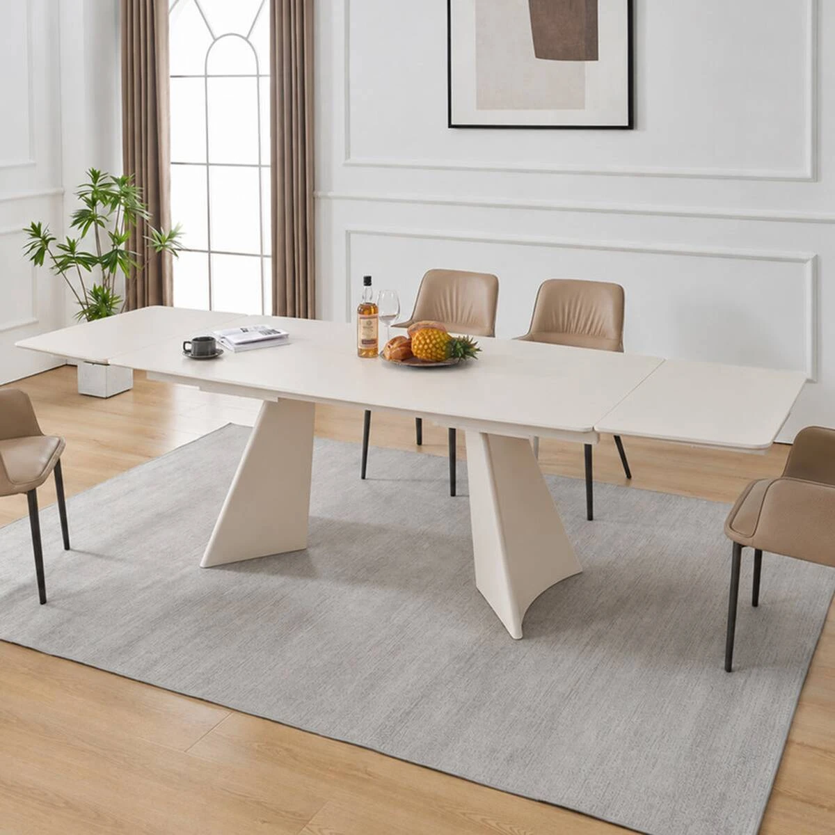 Стіл обідній розкладний Brixton Ceramic 160-240x90x76 світло-сірий/кашемір