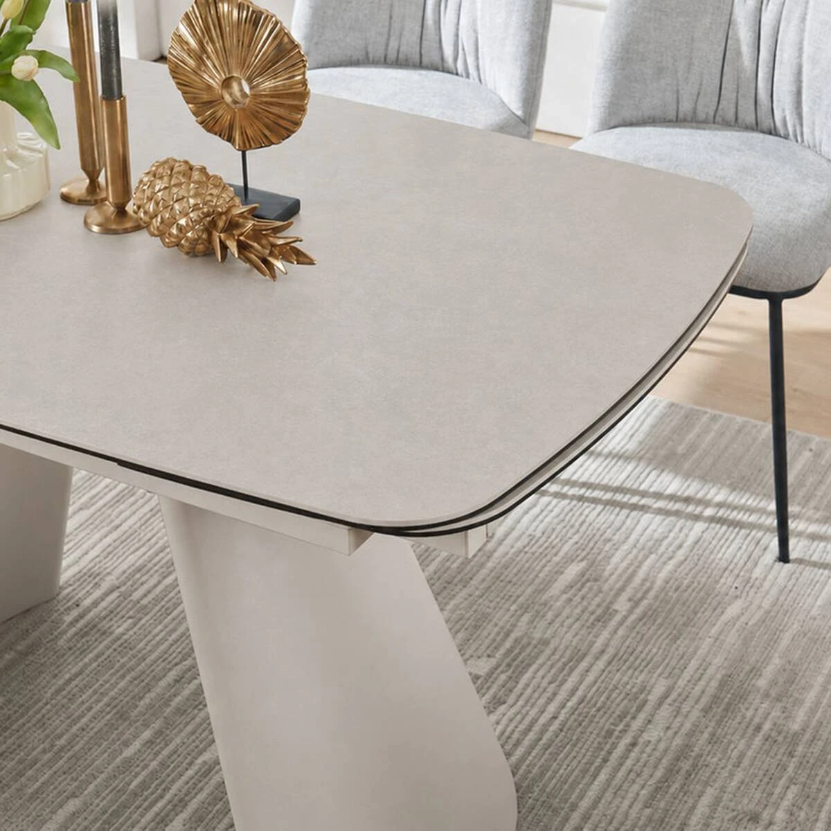 Стіл обідній розкладний Brooklyn Ceramic 140-200x80x76 сірий матовий/кашемір