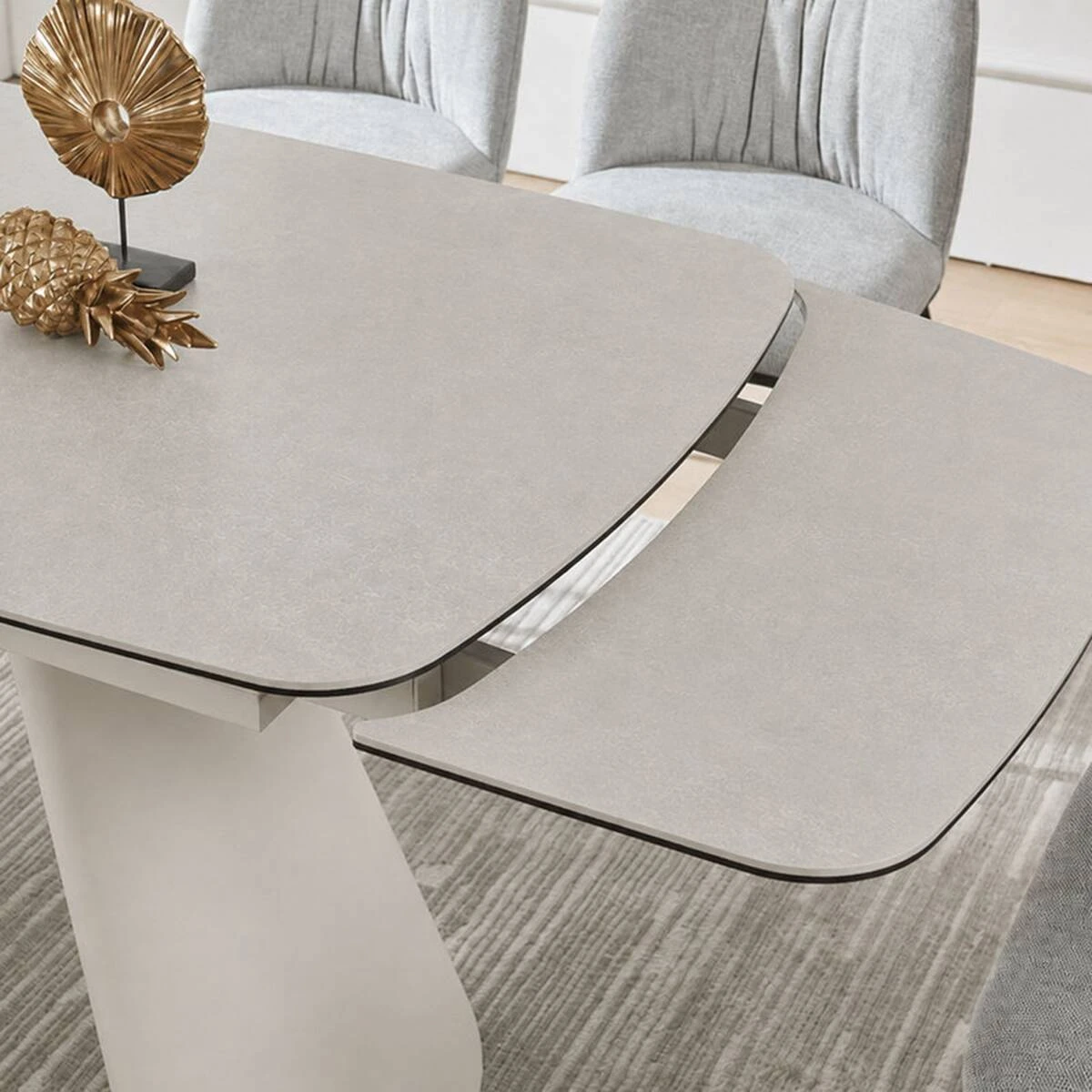Стіл обідній розкладний Brooklyn Ceramic 140-200x80x76 сірий матовий/кашемір