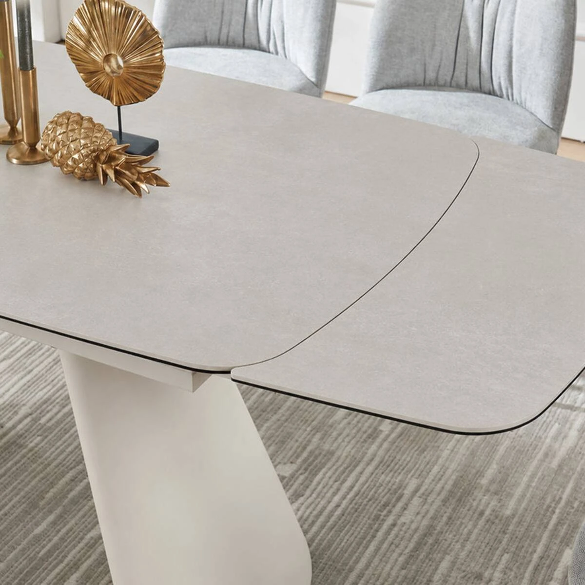 Стіл обідній розкладний Brooklyn Ceramic 140-200x80x76 сірий матовий/кашемір
