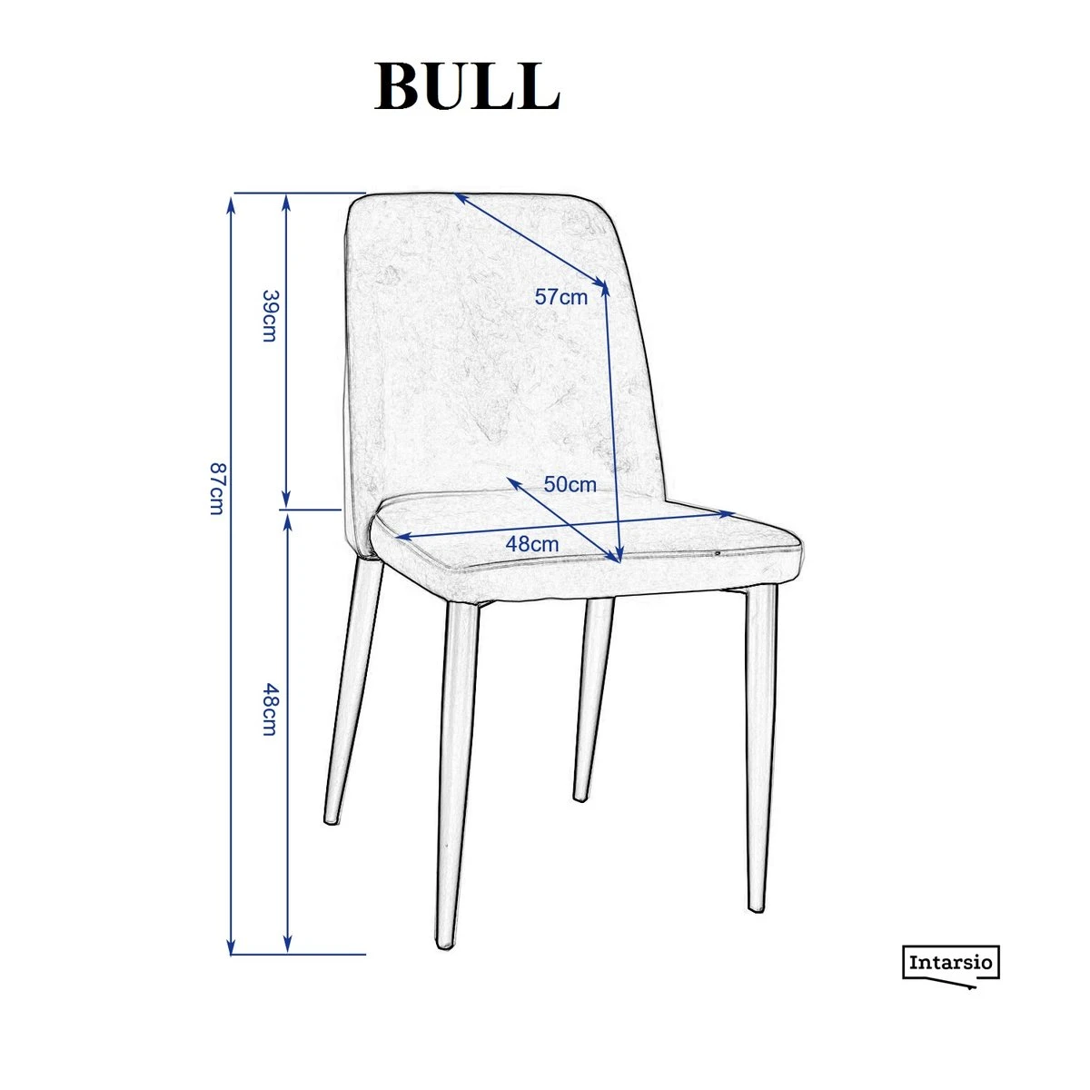 Стілець обідній Bull чорний метал/світло-сірий оксамит