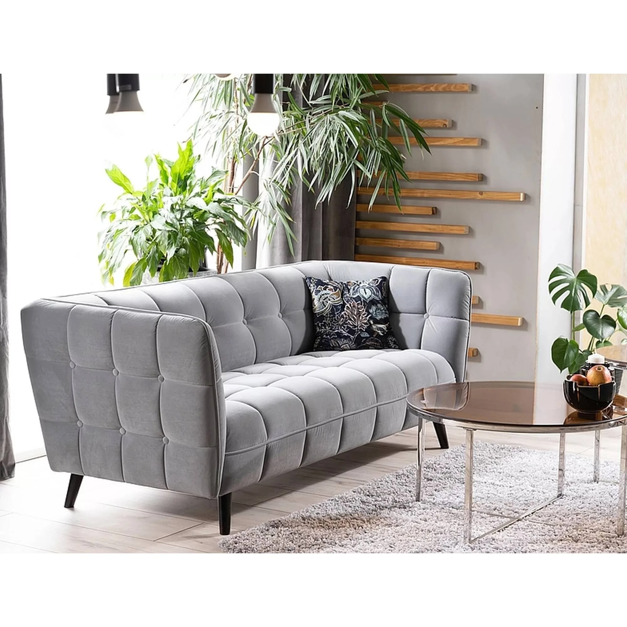 Диван Signal CASTELLO 3 VELVET сірий BLUVEL 14 / венге CASTELLO3V14