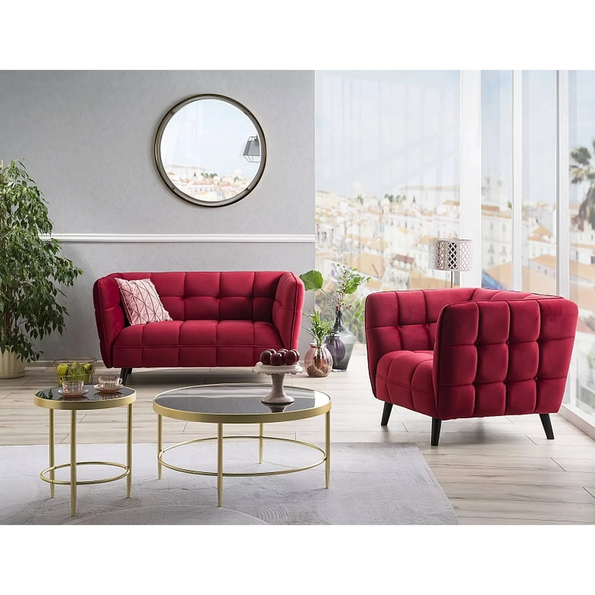 Диван Signal Castello Velvet 2 Бордовий CASTELLO2V59