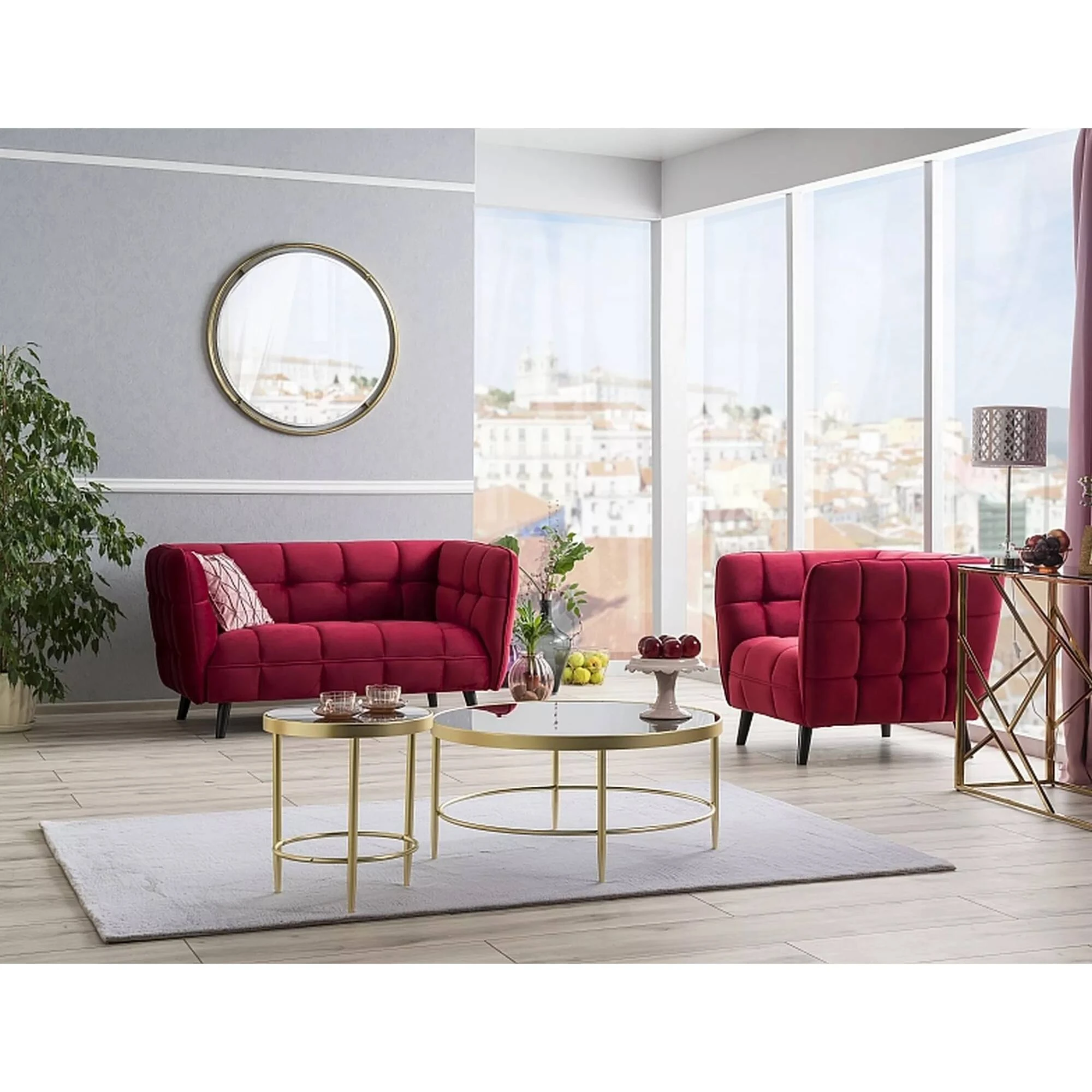Диван Signal Castello Velvet 2 Бордовий CASTELLO2V59