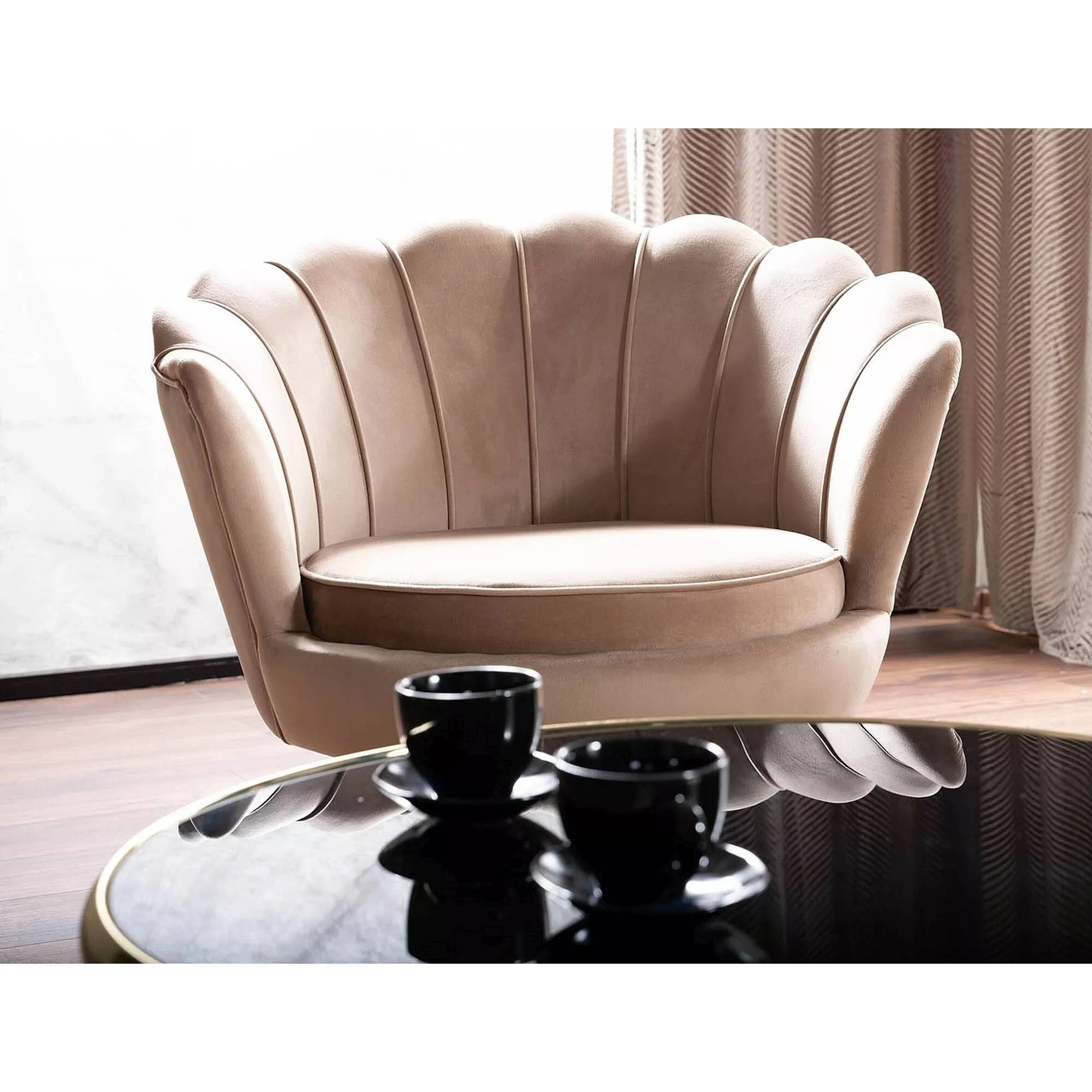 Крісло Signal CAMELLIA 1 VELVET Беж BLUVEL 28 / Золотий CAMELLIAV1BEZL