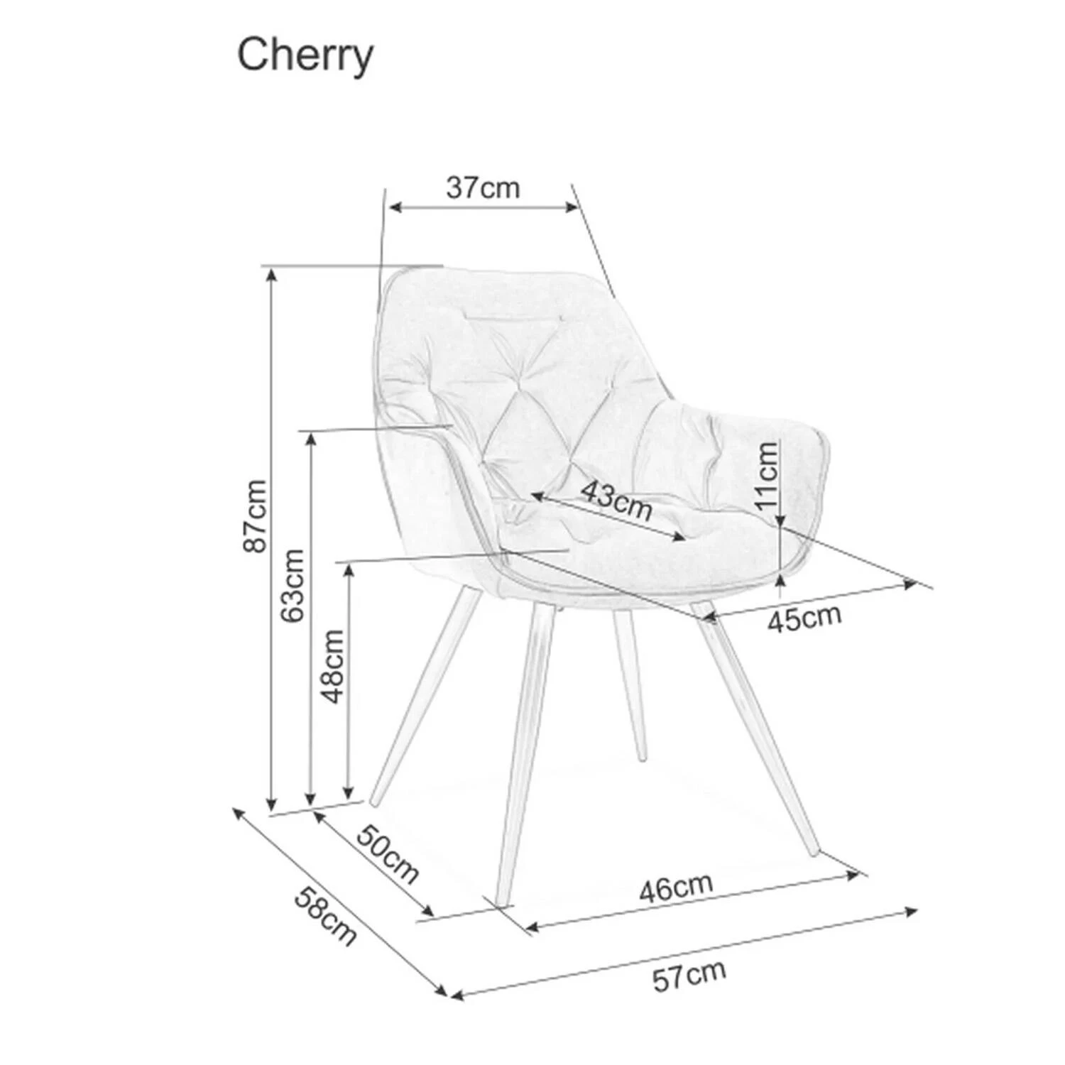 Стілець обідній Signal Cherry Velvet чорний метал/чорний bl.19 оксамит