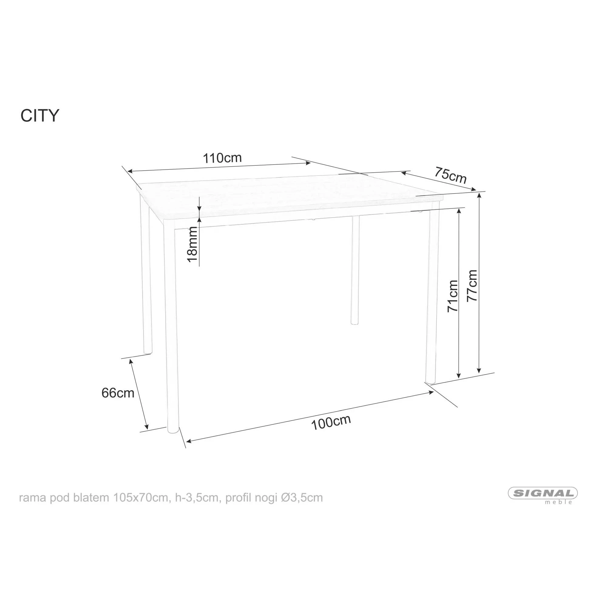 Стіл обідній Signal CITY 110*75 дуб артизан/чорний CITYDAC110