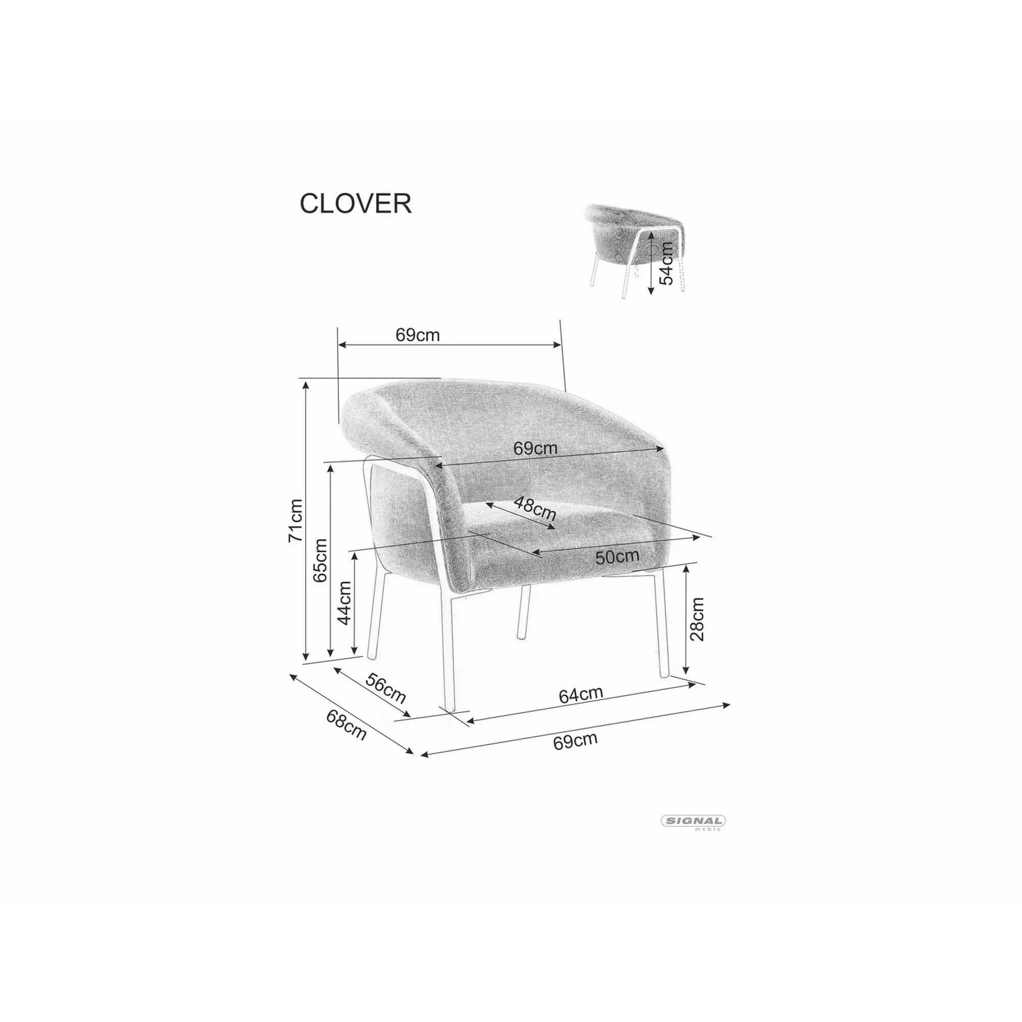 Крісло Signal CLOVER BREGO Чорний каркас / Карі 68 CLOVERBRCCU