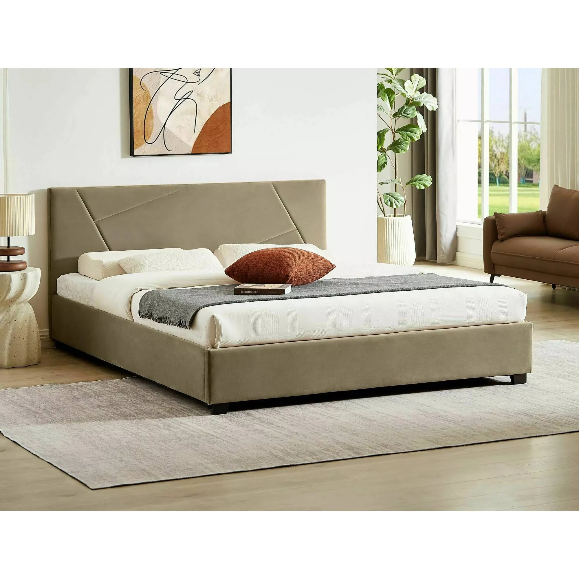 Ліжко двоспальне Signal COLUMBIA VELVET 160X200 Світло-бежевий BLUVEL 28 COLUMBIAV160BE