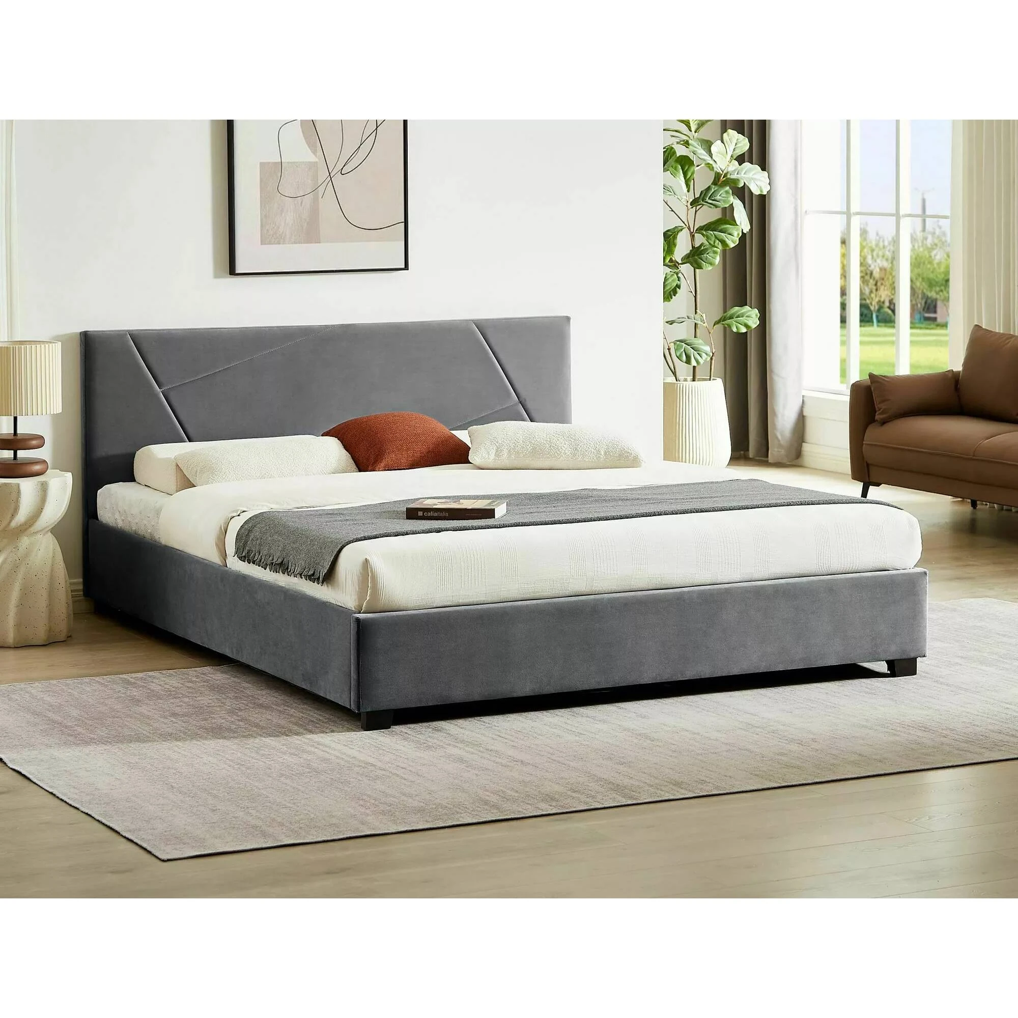 Ліжко полуторне Signal COLUMBIA VELVET 140X200 Сірий TAP.192 COLUMBIAV140SZ