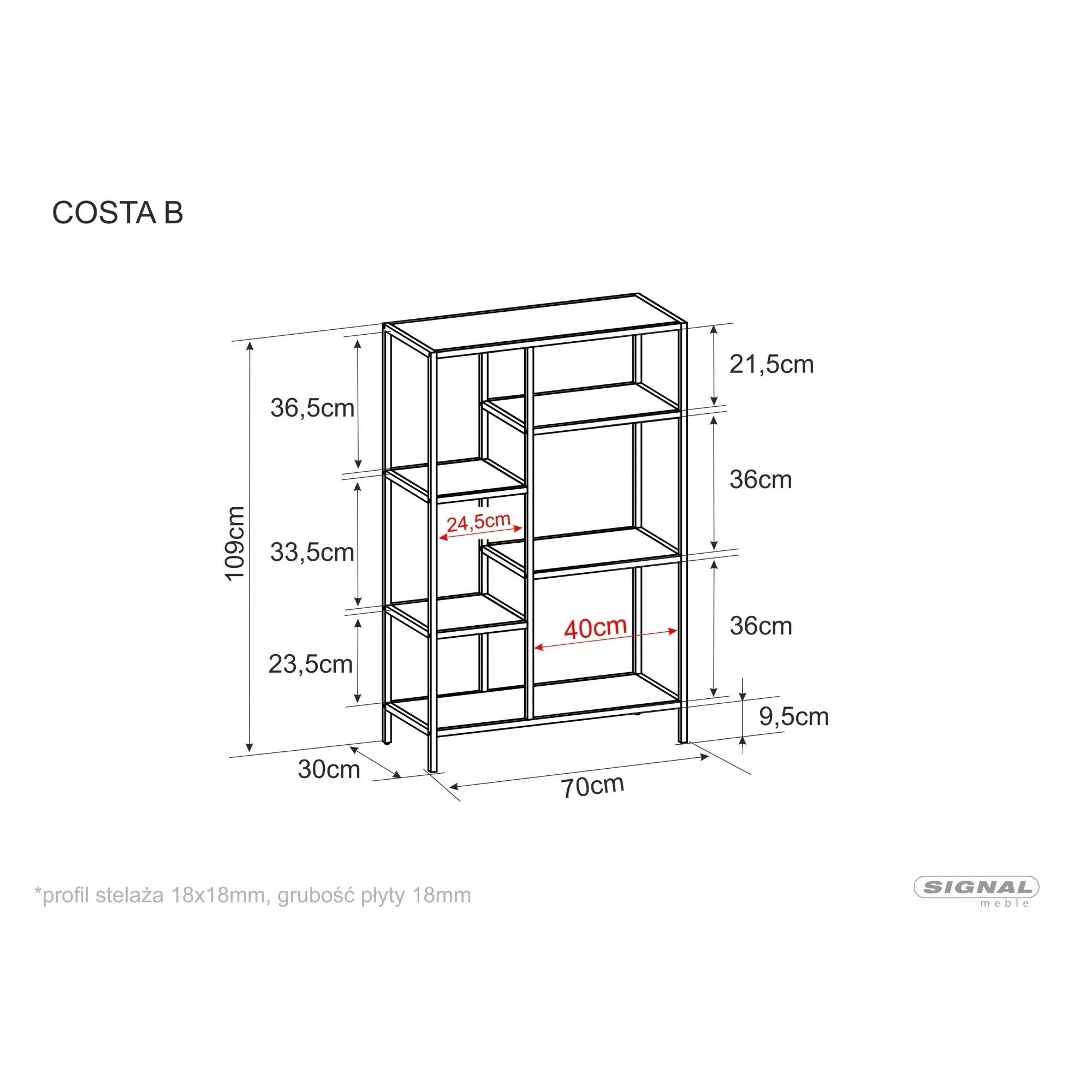 Стелаж Signal COSTA B Чорний 109х70х30 COSTABC
