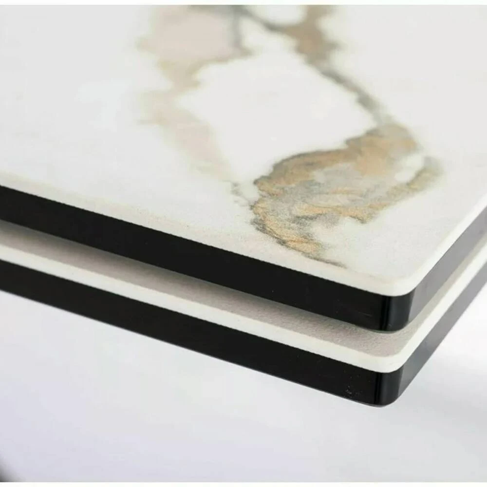 Стіл обідній розкладний Signal Columbus Ceramic 160-240x90x76 білий amber bianco/чорний
