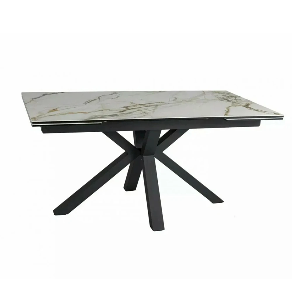 Стіл обідній розкладний Signal Columbus Ceramic 160-240x90x76 білий amber bianco/чорний