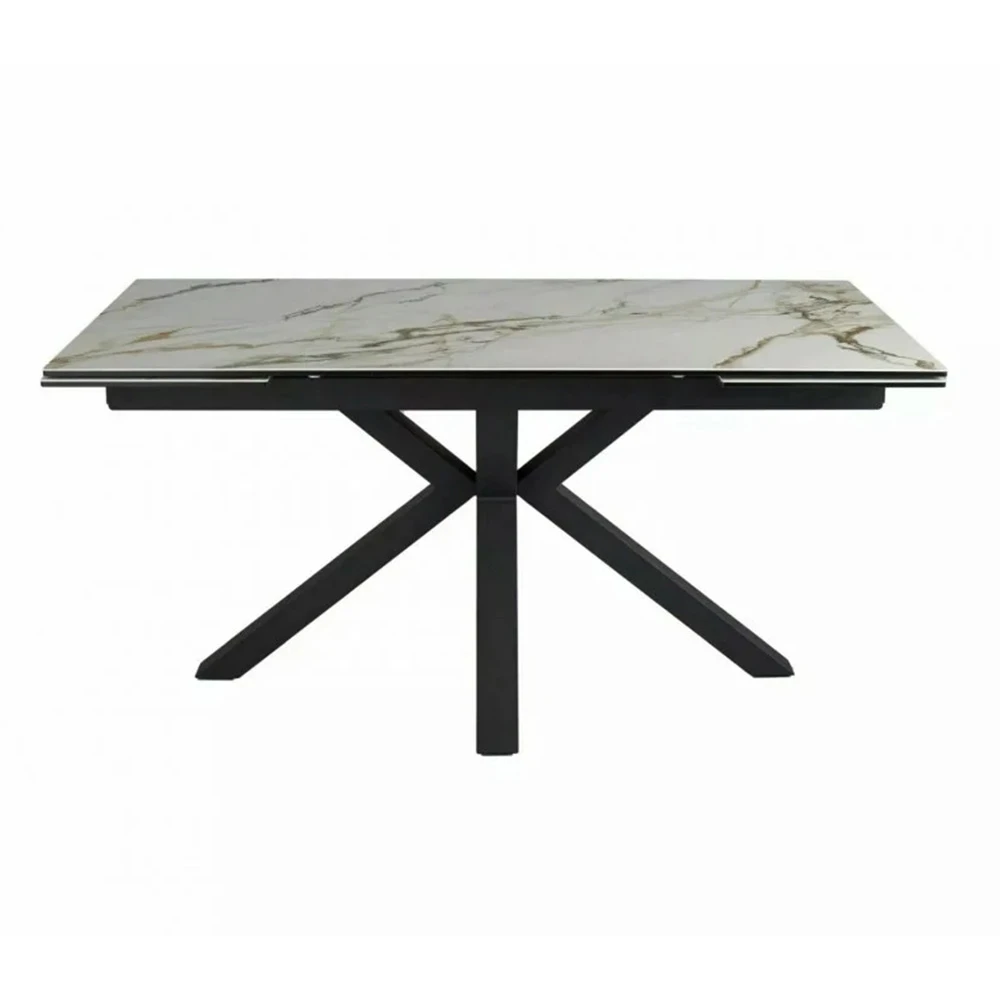 Стіл обідній розкладний Signal Columbus Ceramic 160-240x90x76 білий amber bianco/чорний