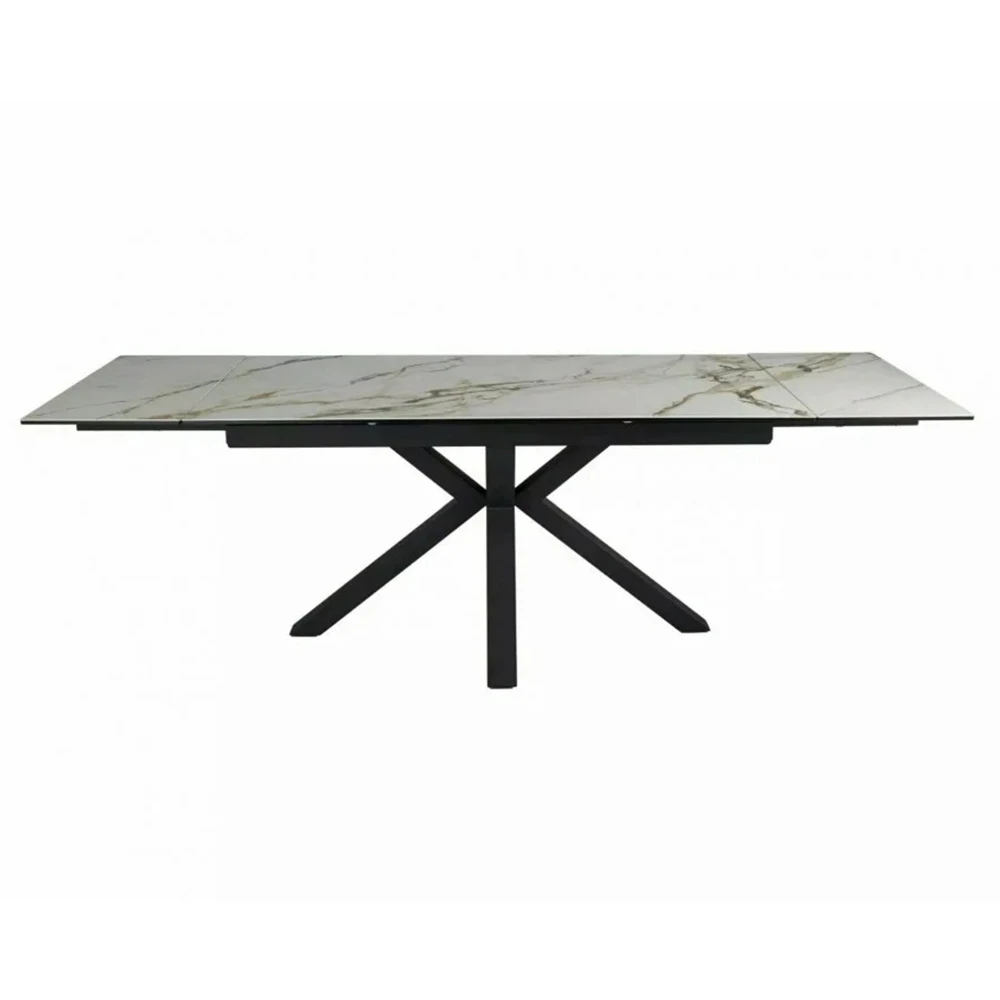 Стіл обідній розкладний Signal Columbus Ceramic 160-240x90x76 білий amber bianco/чорний