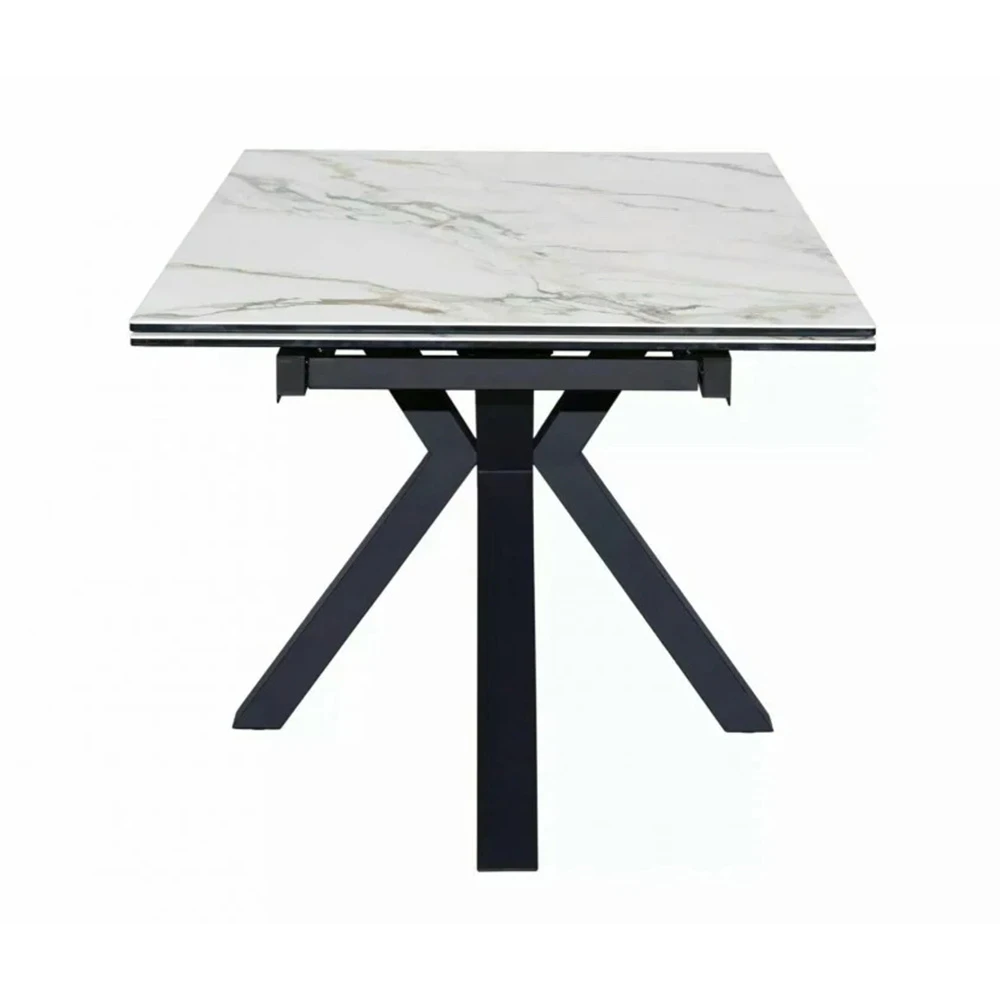 Стіл обідній розкладний Signal Columbus Ceramic 160-240x90x76 білий amber bianco/чорний