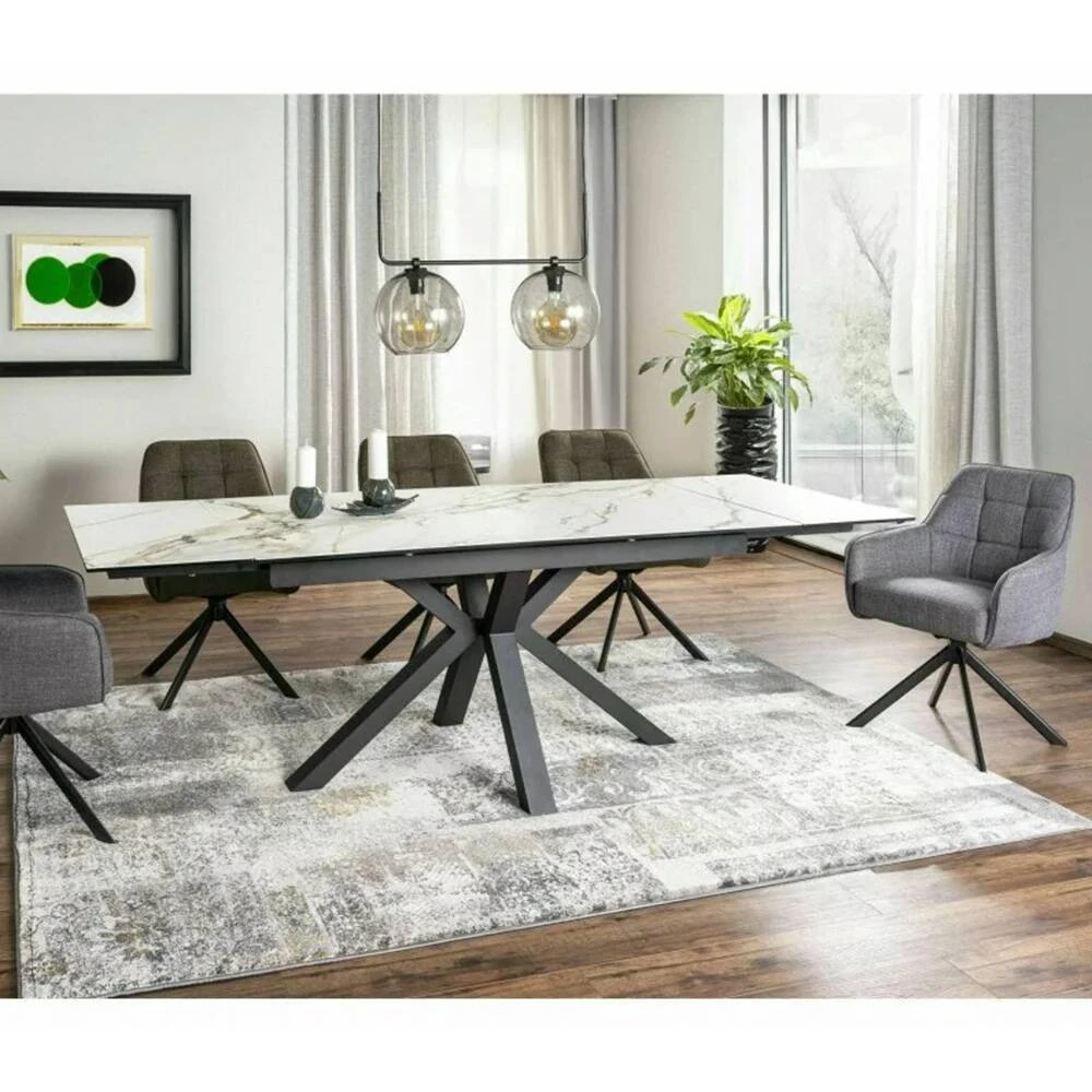 Стіл обідній розкладний Signal Columbus Ceramic 160-240x90x76 білий amber bianco/чорний