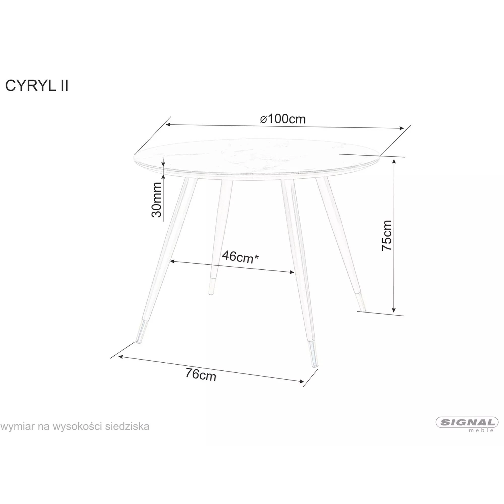 Стіл обідній Signal CYRYL II CZARNY 100 Чорний CYRYLCCFI100