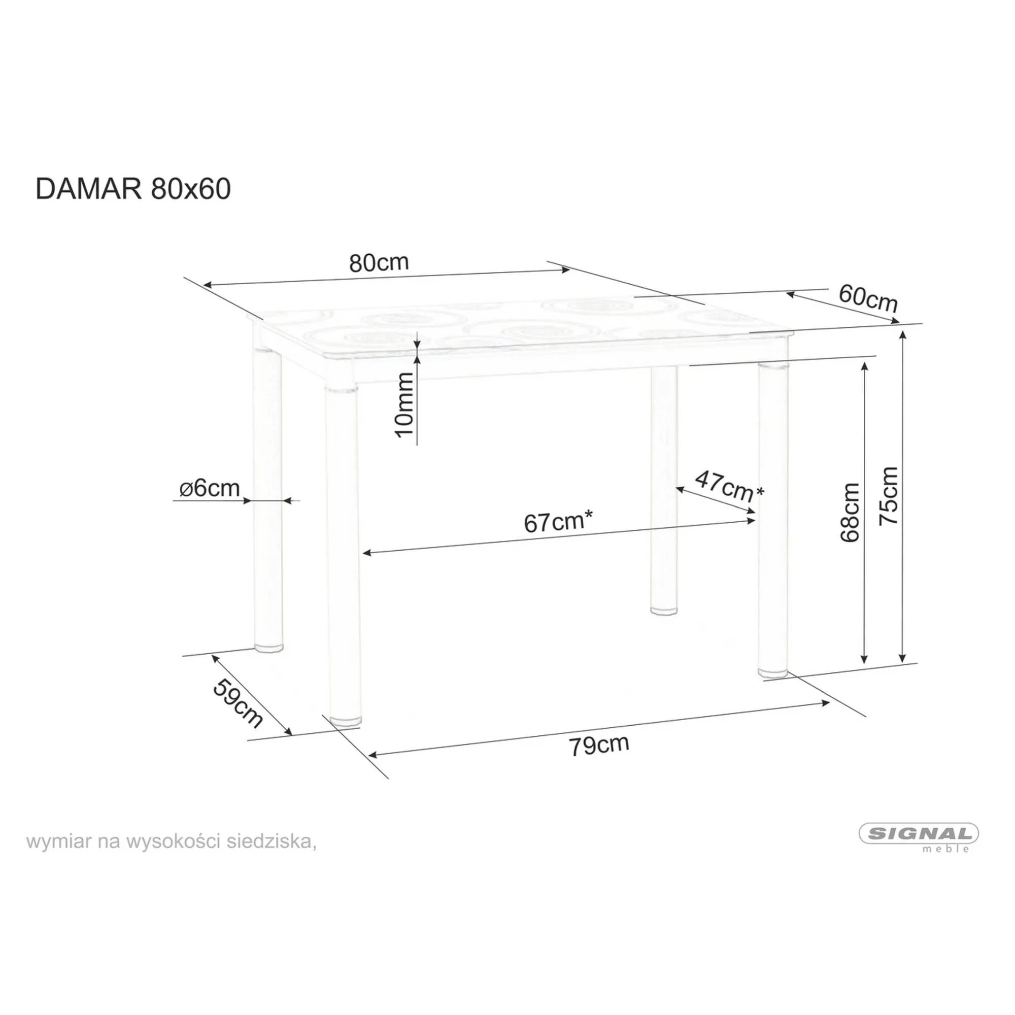 Стіл обідній Signal Damar Білий 80х60 DAMARB80