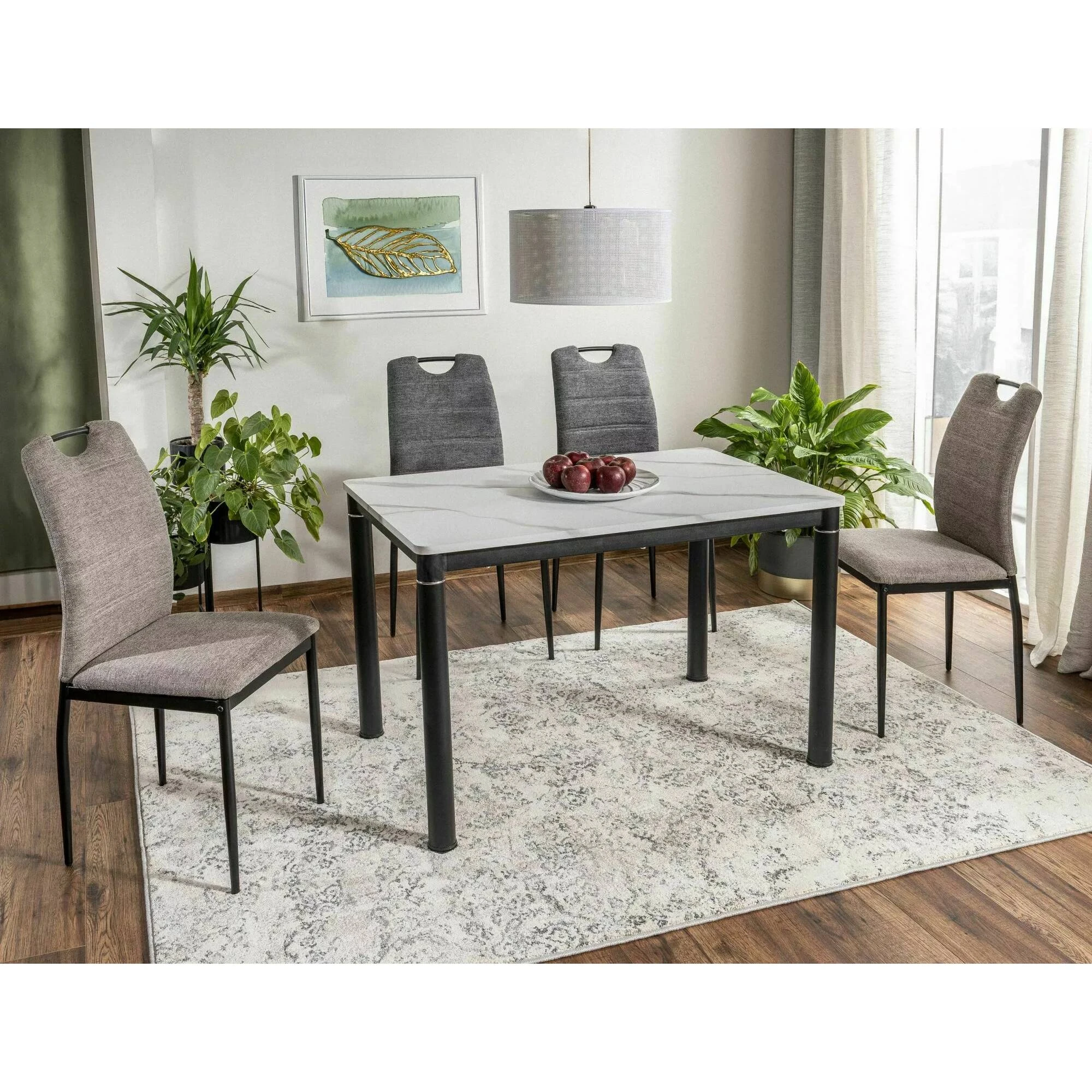 Стіл обідній Signal DAMAR Білий Ефект Мармуру/Чорний мат 80X60 DAMARBC80