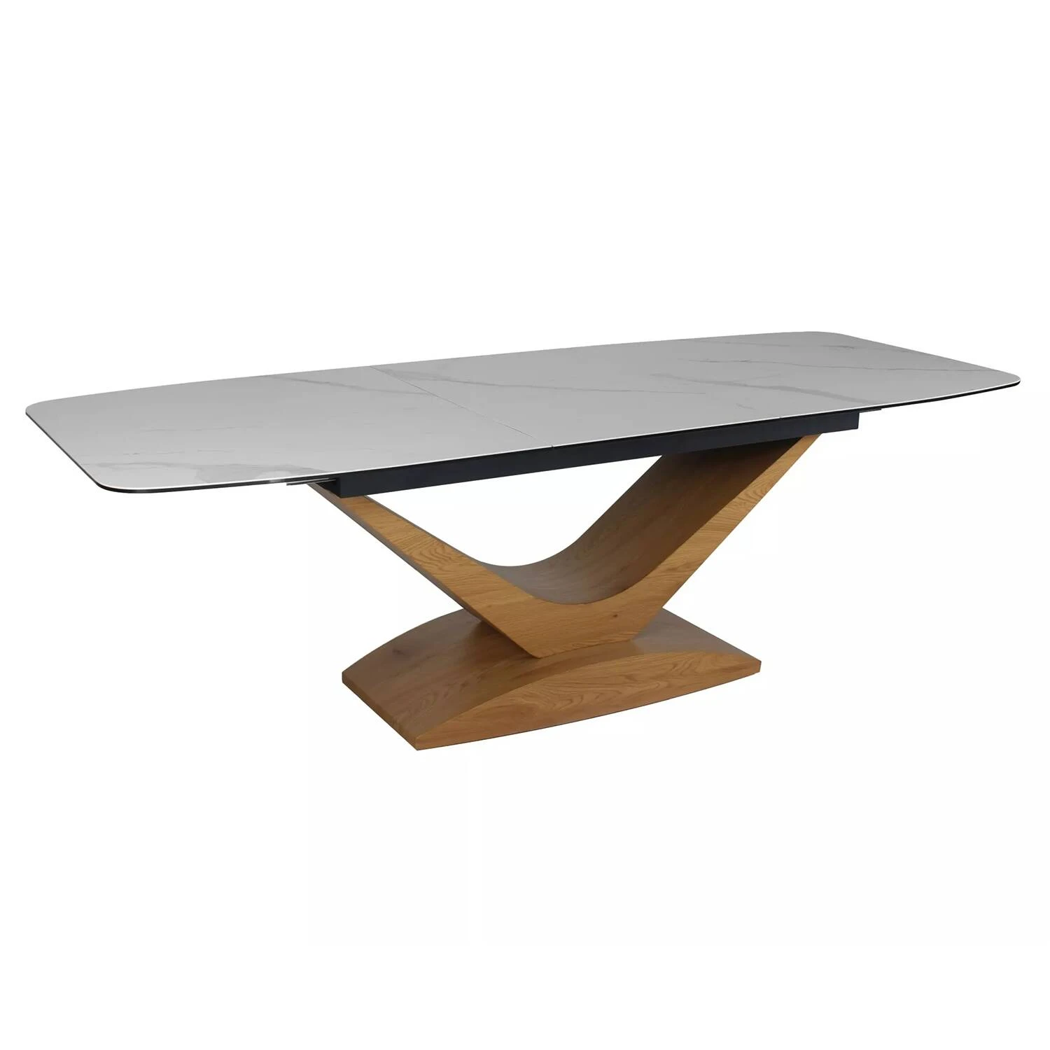 Стіл обідній розкладний Signal Dolce Ceramic 180-240x95x76 білий statuario venato/дуб