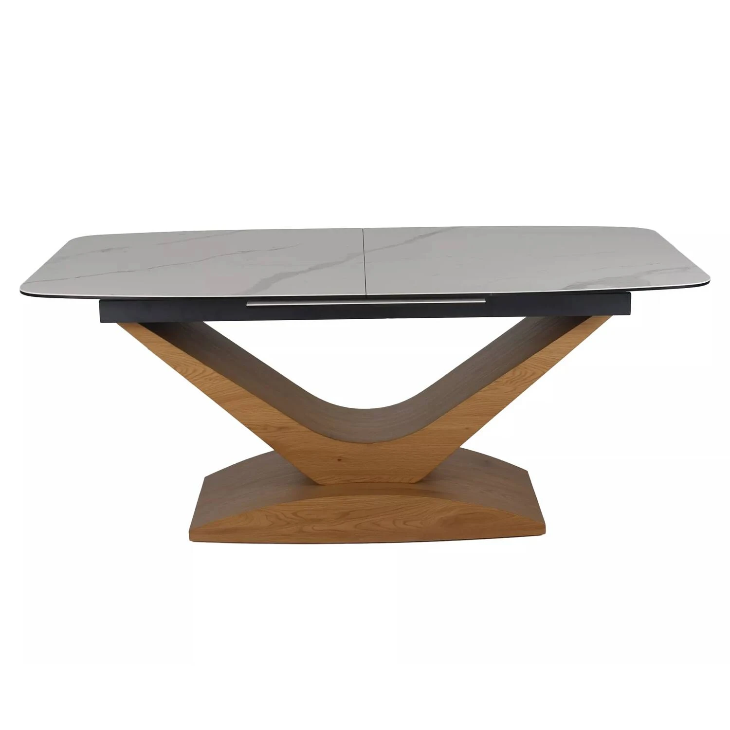 Стіл обідній розкладний Signal Dolce Ceramic 180-240x95x76 білий statuario venato/дуб