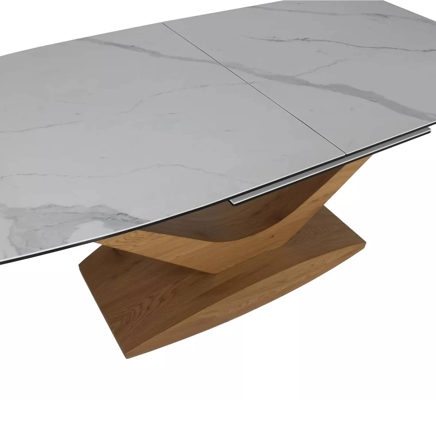 Стіл обідній розкладний Signal Dolce Ceramic 180-240x95x76 білий statuario venato/дуб