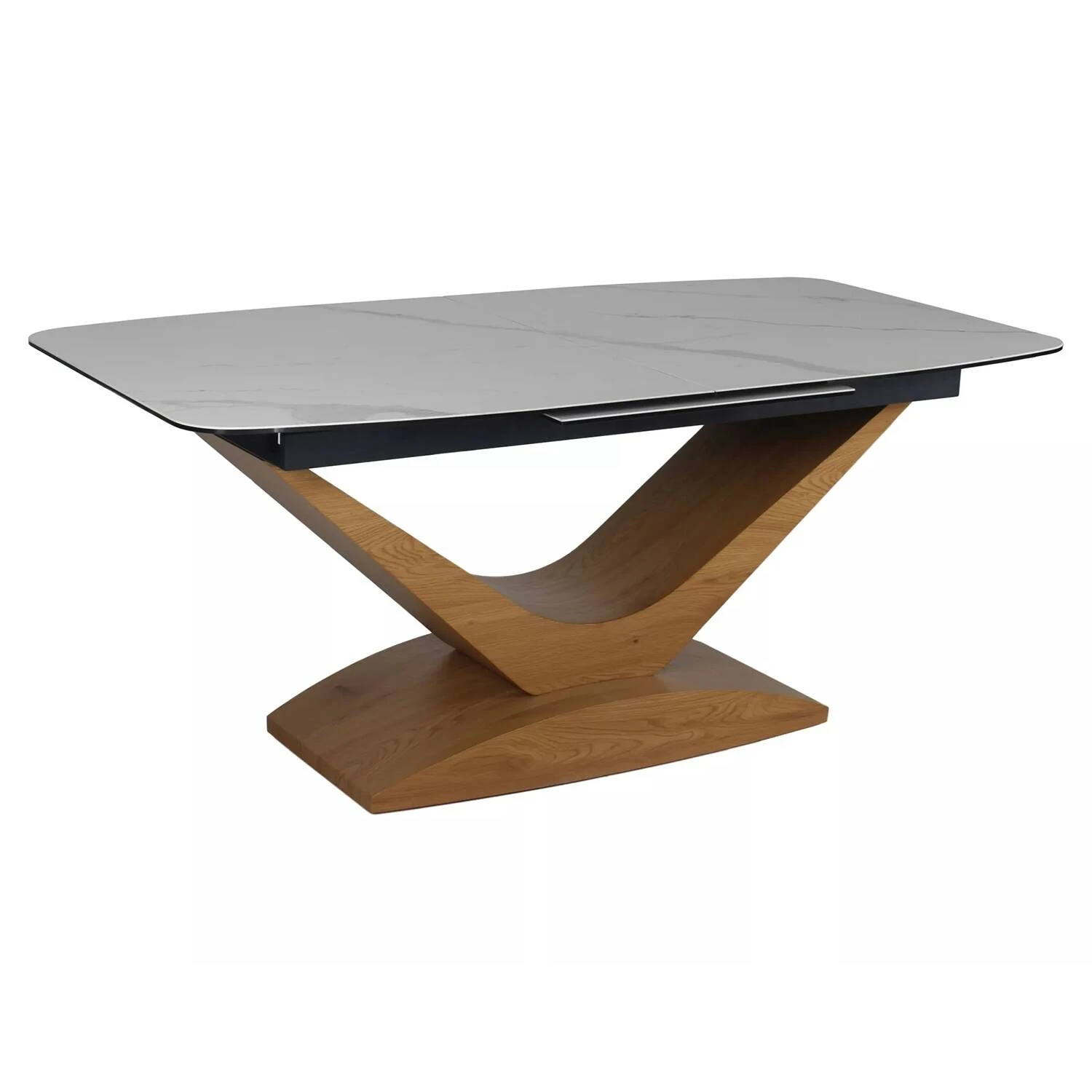 Стіл обідній розкладний Signal Dolce Ceramic 180-240x95x76 білий statuario venato/дуб
