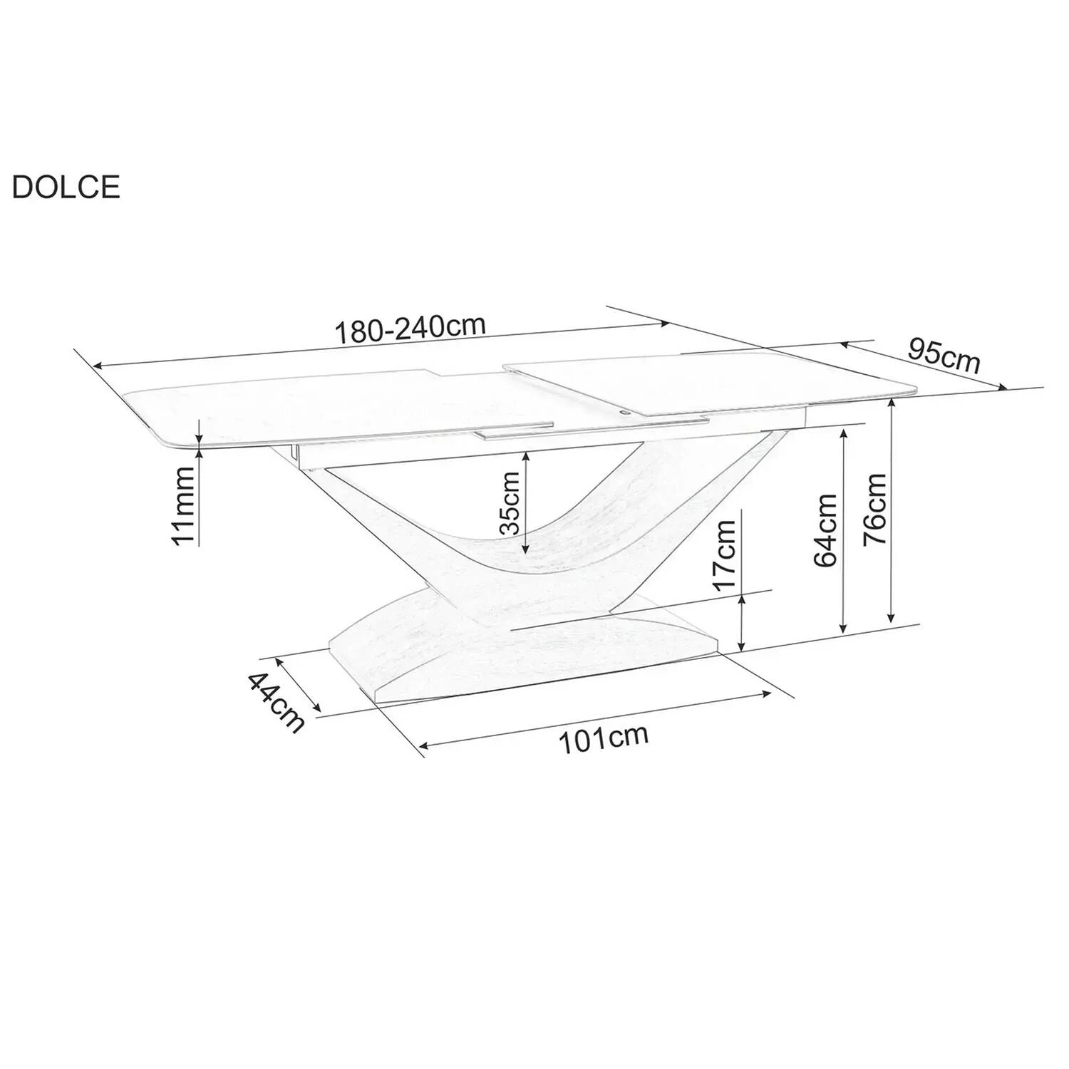 Стіл обідній розкладний Signal Dolce Ceramic 180-240x95x76 білий statuario venato/дуб