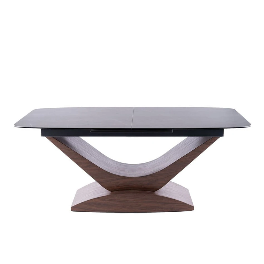 Стіл обідній розкладний Signal Dolce Ceramic 180-240x95x76 сірий мармур/горіх