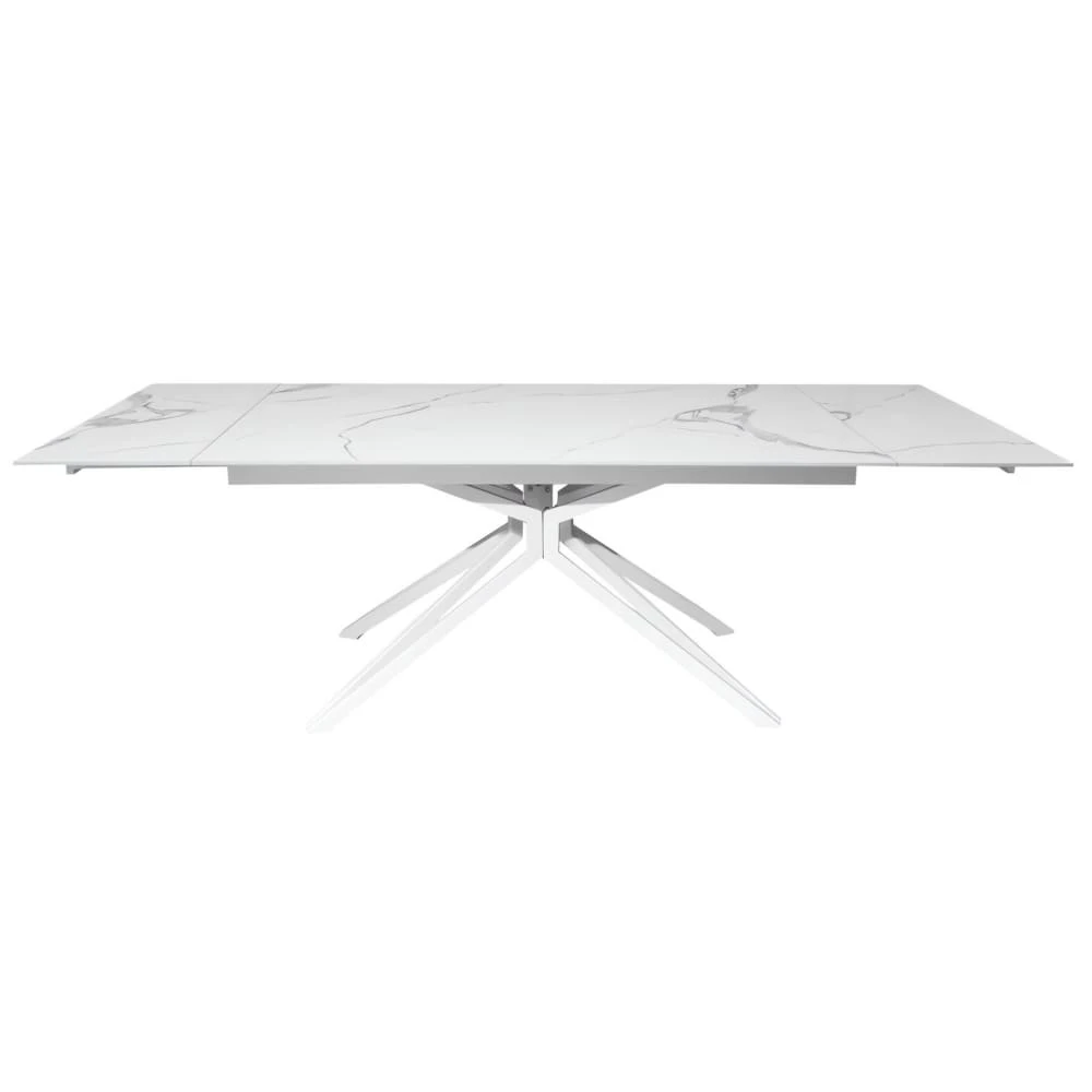 Стіл обідній розкладний STAR Staturario White білий 160-240x90x76 (кераміка+метал)