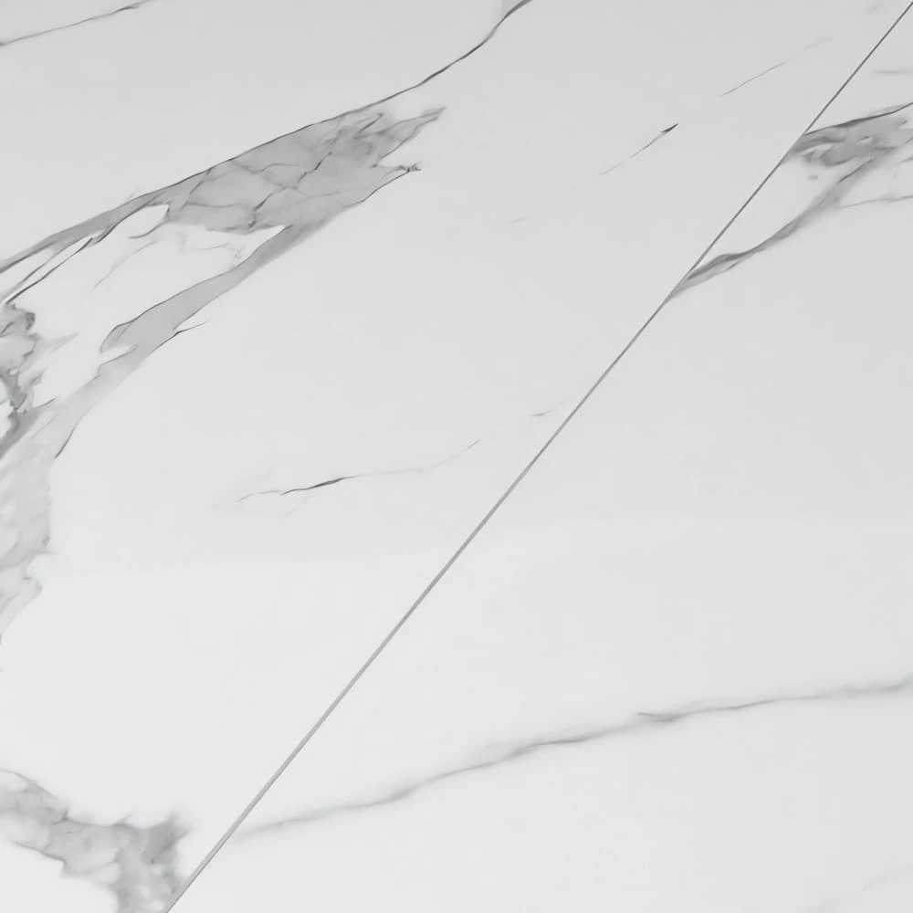 Стіл обідній розкладний STAR Staturario White білий 160-240x90x76 (кераміка+метал)